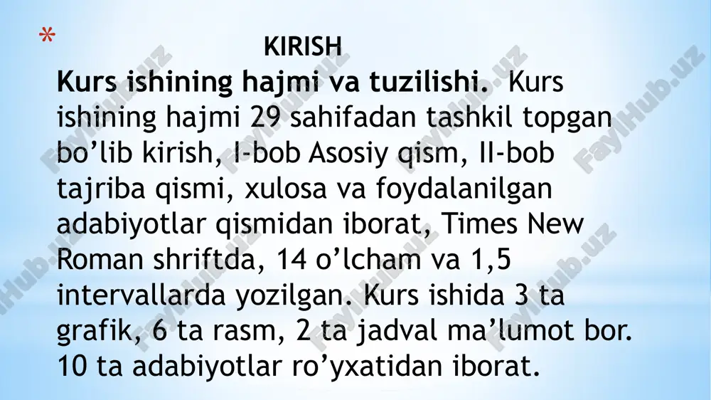 -monoxromator 6-fotoelement 3-namuna eritmasi 7-o‘lchov asbobi 4-erituvchi 8-idishchalarning yo‘naltirgichi spektrni olish uchun bu ishlarni boshqa to‘lqin uzunlikdagi qiymatlarda ham bajariladi. bunday hajmdagi ishlarni tezkorlik bilan bajarish maqsadida hozirgi vaqtda ikki nur yo‘nalishli, spektrlarni to‘g‘ridan-to‘g‘ri yozadigan zamonaviy asboblardan foydalaniladi. sf-46 spektrofotometri (rossiya). spektrni olish uchun idishchalarni monoxromator va detektor o‘rtasida joylashtiriladi, noma’lum moddalarni maxsus erituvchilarda eritiladi. erituvchilar sifatida ko‘p hollarda asosan metanol, etanol, suv yoki to‘yingan uglevodorodlar - geksan, geptan, siklogeksanlarni ishlatish mumkin, chunki yaqin ultrabinafsha sohasida boshqa erituvchilar yutilish maksimumlarini namoyon qiladi. sf-25 spektrometrining ko‘rinishi (bekman firmasi, germaniya). ub spektroskopiya uchun juda suyuq eritmalar ishlatilib, spektrdan to‘lqin uzunlikning maksimum qiymati (, maks) va unga tegishli bo‘lgan optik zichlikning  maks qiymati aniqlanadi. xulosa mavzuni o’rganishda quyidagi xulosalarni keltirdim. 1) spektroskopiya materiya va nurlanish orasidagi bogʻliqlikni ilmiy oʻrganuvchi sohasi bo`lib oq yorugʻlikning shaffof jismlardan oʻtayotib, toʻlqin uzunliklari turli boʻlgan ranglarga ajralishini kuzatishdan boshlangan . spektroskopik maʼlumot odatda spektr yordamida beriladi. aytganda …