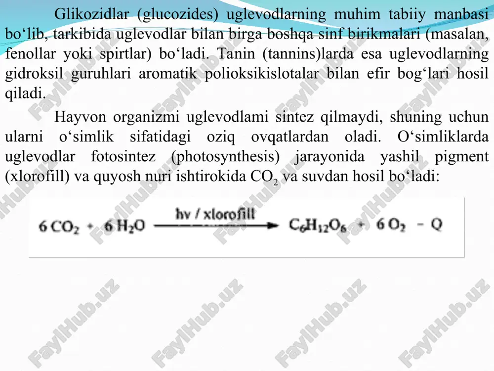 lgan, boshqalari esa sintez qilingan. ma’lum aldozalarning barchasi uchun nisbiy konfiguratsiya - asimmetrik s ga nisbatan o‘rinbosarlarning fazoda joylashishi (d-glitserin aldegidi konfiguratsiyasiga nisbatan) aniqlangan. yuqorida aytib o‘tilganidek, monozalar konfiguratsiyasini tasvirlashda fisher proyeksion formulalari ishlatiladi. bunda s zanjiri vertikal holda yoziladi, uning oxirlariga birinchi va so‘ngi funksional guruhlar joylashtiriladi (aldegid guruh doim tepada yoziladi). h va oh guruhlari zanjirga nisbatan ularning fazoviy holatiga qarab o‘ng yoki chapda joylashtiriladi. glitserin aldegidi 2ta enantiomer (antipod)lardan iborat: monosaxaridning qaysi genetik qatorga kirishini aniqlashda oxirgi asimmetrik s atomiga qaraladi. agar u d-glitserin aldegidiga mos kelsa (oh guruh o‘ngda), d-qatorga, l-glitserin aldegidiga mos kelganida esa (oh guruh chapda) l-qatorga mansub deyiladi. monosaxarid eritmalarining qutblangan nur tekisligini burish yo‘nalishi barcha asimmetrik s atomlari konfiguratsiyasiga bog‘liq. shuning uchun genetik qatorlar d,l harflari bilan, burilish yo‘nalishi esa (+) (o‘ngga) va (-) (chapga) ishoralari bilan ko‘rsatiladi. karbonil guruhga qo‘shni bo‘lgan asimmetrik s atomi konfiguratsiyasi bo‘yicha bir-biridan farqlanuvchi aldozalar epimerlar deb …