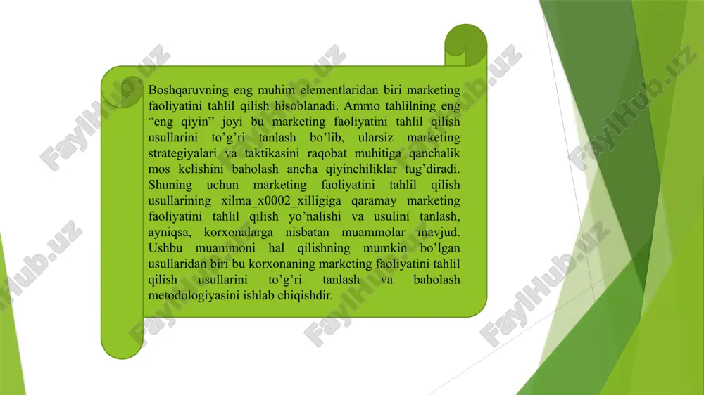 r. bundan tashqari, tashqi va ichki ma'lumotlardan foydalangan holda tahlil biznesga kompaniya muvaffaqiyati strategiyasini ishlab chiqishda yordam beradi. shuningdek, swot tahlili kompaniyaga kompaniya uchun mumkin bo'lgan imkoniyatlar va tahdidlarni ko'rish imkonini beradi. s – kuch w – zaiflik o – imkoniyatlar t – tahdidlar. porter matritsasi – ushbu matritsa raqobat strategiyasi kontseptsiyasiga asoslanadi: korxona diqqat markazida nafaqat mijozlar ehtiyojlarini qondirish, balki raqobatdosh bozor kuchlariga ham qaratiladi. garwardlik professor maykl porter ishlab chiqadi. mazkur matritsa 5 kuchbilan: raqobatbardosh raqobat; yetkazib beruvchi quvvat; xaridor kuchi; o`zgaritirish tahdidi; yangi kirish tahdidi. asosiy strategiyalar haqida gapirganda, maykl porterning raqobat strategiyalarini tushunish va qo'llay olish muhimdir. ularning uch turi mavjud: xarajatlarni kamaytirishda yetakchilik. bunday strategiyani tanlab, tashkilot barcha sa'y-harakatlarini mumkin bo'lgan eng kam xarajatlarni yaratishga yo'naltiradi. bu esa tegishli sifatni saqlab qolgan holda, bozorga mahsulotni eng kam xarajat bilan olib chiqish imkonini beradi. diqqat. bunday vaziyatda kompaniya bor e'tiborini bozorning ma'lum bir segmentiga qaratadi. differentsiatsiya. …