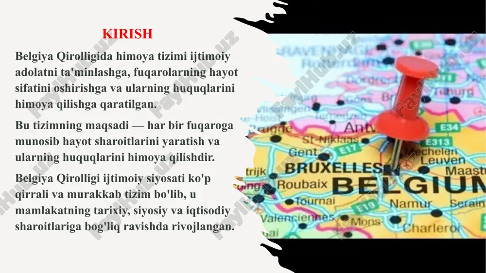 ilan hamkorlik: belgiya hukumati ijtimoiy siyosatni ishlab chiqish va amalga oshirish uchun kasaba uyushmalari bilan hamkorlik qiladi mintaqaviy siyosat: belgiyaning har bir mintaqasi o'zining ijtimoiy siyosat ustuvorliklari va dasturlariga ega. masalan, flamand hamjamiyati flamand fuqarolari bilan bog'liq muayyan masalalarga e'tibor qaratadi, vallon mintaqasi esa turli muammolarni hal qilishi mumkin. xulosa 05.10.2025 11 xulosa qilib aytganda, belgiya qirolligining ijtimoiy siyosatni amalga oshirishdagi o‘rni ko‘p bosqichli boshqaruv tuzilmasi, mustahkam ijtimoiy ta’minot tizimi, ijtimoiy sheriklar bilan hamkorlik, mintaqaviy moslashuv, yevropa ittifoqi siyosatiga moslashish, tadqiqot va baholashga sodiqlik bilan tavsiflanadi. ushbu kompleks yondashuv fuqarolarning farovonligini ta'minlash va ijtimoiy muammolarni samarali hal etishga qaratilgan. foydalanilgan adabiyotlar: 1.https://inva.kz/2019/03/18/sistema-socialnoj-zashhity-v-belgii/; 2.https://ya.ru/search/text=rol+korolevstva+belgii+v+realizatsii+sotsialnoy+politiki.%e2%80%8b&lr=190613&clid=2175661; 3.https://uz.wikipedia.org/wiki/belgiya; 4.https://arxiv.uz/uz/documents/slaydlar/iqtisodiyot/belgiya-yalpi-ichki-mahsulotlari; 05.10.2025 13 e`tiboringiz uchun rahmat! image1.jpeg image2.jpeg image3.jpeg image4.jpeg image5.jpeg image6.jpeg image7.png image8.jpeg image9.jpeg image10.jpeg image11.jpeg image12.jpeg image13.jpeg /docprops/thumbnail.jpeg