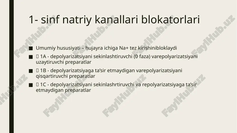 infarkt soxasida utkazuvchanlikni tanlab kamaytiradi. bunda utkazuvchanlik ikki taraflamabloklanadi, natijada, «kayta kuzgaluvchanlik» tipidagi infarktdan keyingi aritmiyalarkamayadi va yukoladi yurak kon xaydashi, koronar kon aylanishi, xamda yurak kiskaruvchanligikamayadi. kizigi shundaki, yurak glikozidlari xam d. ni yurak kiskaruvchanligiga bu ta'siriniyukota olmaydi. ab, asosan sistolik bosim xisobiga pasayadi. xinidindan farkli, d. dayurakka antixolinergik ta'sir kamrok xosidir. ii – gurux app ii – gurux aap lariga maxalliy anesteziya vositalari (lidokain, trimekain), unga yakinbulgan meksitil, difenilgidontoin va uzok yarim chikarish davriga ( urtacha 27,9 soat) egabulgan yangi xorijiy preparat aprindin kiradi. ular kator xarakteristikalariga kura i guruxpreparatlaridan (xinidin, prokainamid) tubdan fark kiladi: refrakter davriniuzaytirmaydilar, aksincha kiskartiradilar; utkazish tezligini ba'zilari uzgartirmaydi(lidokain), ba'zilari oshiradi (difentilgidontoin), salbiy inotrop ta'sirot namoyonkilmaydilar va boshkalar (2,3 – jadvallar). lidokain lidokain (l). patent nomi: ksilokain, lignokain, ksikain. amp. 2 ml -2% (40 mg) tomirga (venaga) yuborish uchun, 2ml-10% (200 mg) mushak orasiga yuborish uchun. tab.-250 mg. farmakodinamika. l. repolyarizatsiyani tezlashtiradi, tmp 2 …