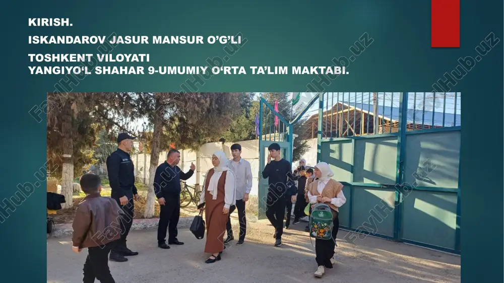 va shaxsiy qiziqishlari tahlil qilindi. ularga o‘z hissiyotlarini tushunish va boshqarish bo‘yicha tavsiyalar berildi. o‘quvchilar turli psixologik vaziyatlarga oid savollarga javob berib, o‘z fikrlarini bildirishdi. mashg‘ulot davomida ularning o‘ziga bo‘lgan ishonchi, atrof-muhitga munosabati va kommunikativ ko‘nikmalari baholandi. amaliyotning yettinchi kuni 11.03.2025 bugun yashash hududimizdagi kasblar mavzusida trening mashg‘ulotini o‘tkazdim. mashg‘ulot davomida o‘quvchilarga turli kasblar va ularning hududimizdagi ahamiyati haqida ma'lumot berdim. o‘quvchilar kasblar turini, ularning vazifalarini va qaysi kasblarning talablarini o‘rganishdi. shuningdek, o‘quvchilar o‘z qiziqishlariga mos keladigan kasblarni aniqlashga va kelajakdagi kasbiy yo‘nalishlarini belgilashga harakat qilishdi. treningda interaktiv usullar orqali o‘quvchilarning kasbiy qiziqishlarini rivojlantirish va ularni kelajakda tanlashda yordam berish maqsadida turli mashqlar va muhokamalar o‘tkazildi. amaliyotning sakkizinchi kuni 12.03.2025 o‘quvchilar bilan “kaktus” va “oila” proektiv metodikalarini o‘tkazdim. ushbu metodikalar orqali bolalarning ichki hissiy holati, oilaviy munosabatlarga munosabati va shaxsiy xususiyatlari tahlil qilindi. chizmalar va tasvirlar orqali o‘quvchilarning hissiyotlari, hayotga va atrofdagilarga bo‘lgan munosabatlari aniqlab borildi.shundan so‘ng, pedagogik-psixologik suhbat o‘tkazilib, …