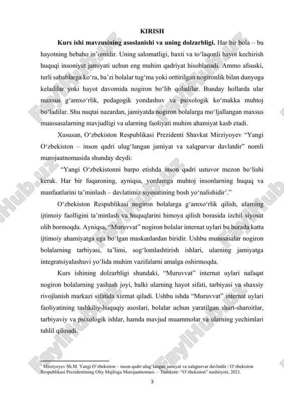 zzoliy[footnoteref:2], ahmad yassaviy[footnoteref:3], abu nasr forobiy[footnoteref:4]lar o‘zlarining asarlarida nogironligi bo‘lgan bolalarga yordam berish, g‘amxo‘rlik qilish, muruvvat g‘oyalari va zaif aholi qatlamlarini qo‘llab-quvvatlash g‘oyalarini chuqur yoritganlar. [2: imom g‘azzoliy. “ihyo ulum ad-din” asari. – toshkent. : "movarounnahr" nashriyoti. 2021-yil, 49 b. ] [3: ahmad yassaviy. “hikmatlar” asari. –toshkent. : g‘.g‘ulom nomidagi adabiyot va san’at nashriyoti. 1991-234 b.] [4: abu nasr forobiy. “fozil odamlar shahri” asari. –toshkent.: “yangi asr avlodi” nashriyoti. 2022-yil] g‘arb olimlardan mark l. batshaw, nancy j. roizen[footnoteref:5], louis pellegrino, angharad beckett va anne-marie callus[footnoteref:6], john donvan va caren zucker[footnoteref:7], dev datta joshi[footnoteref:8], tonye faloughi-ekezie[footnoteref:9] va boshqalar o‘zlarining ilmiy ishlari bilan ushbu mavzuni boyitishga xizmat qilishgan. [5: mark l. batshaw, nancy j. roizen, louis pellegrino children with disabilities. 2019. paul h.brookes publishing co] [6: angharad beckett va anne-marie callus (tahrirchilar). the routledge international handbook for children’s rights and disability. 2023. routledge] [7: john donvan va caren zucker. in a different …