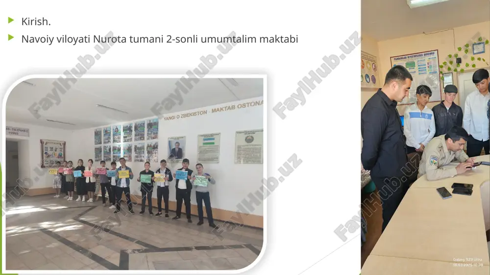 maliy mashqlar bajarildi. o‘quvchilar o‘z kelajakdagi kasblari haqida fikr bildirishdi va muvaffaqiyatga erishish uchun qanday qadamlar qo‘yish kerakligi muhokama qilindi. mashg‘ulot qiziqarli va interaktiv tarzda o‘tdi. amaliyotning yettinchi kuni 11.03.2025 ertalab soat 8:00 da maktabga bordim. bugungi reja bo‘yicha 11-sinf o‘quvchilari va ularning ota-onalari bilan uchrashib, ta’limning keyingi bosqichlari hamda kasb tanlash bo‘yicha tavsiyalar berdim. o‘quvchilarga kasb-hunar markazlari, oliy ta’lim muassasalari va ishlab chiqarish sohasidagi kasblar haqida batafsil ma’lumot berildi. ota-onalarga esa farzandlarining qiziqishlari va qobiliyatlarini hisobga olgan holda kasbiy yo‘naltirish bo‘yicha maslahatlar berildi. shuningdek, “kasbiy bilim va maslahat oyligi” doirasida o‘quvchilarga kasblar bo‘yicha ma’lumot berish va ularning kelajak rejalari yuzasidan suhbat o‘tkazildi. mashg‘ulot interaktiv tarzda o‘tib, o‘quvchilar o‘zlarini qiziqtirgan savollarga javob oldilar. amaliyotning sakkizinchi kuni 12.03.2025 ertalab soat 8:00 da maktabga bordim. dastlab, psixolog bilan birgalikda tashxis metodikalarini qayta ko‘rib chiqib, ularni tahlil qildik va kerakli tuzatishlarni kiritdik. shuningdek, “hayvonlar yo‘qolib qoldi” proyektiv texnikasi o‘tkazildi. ushbu metodika orqali o‘quvchilarning …