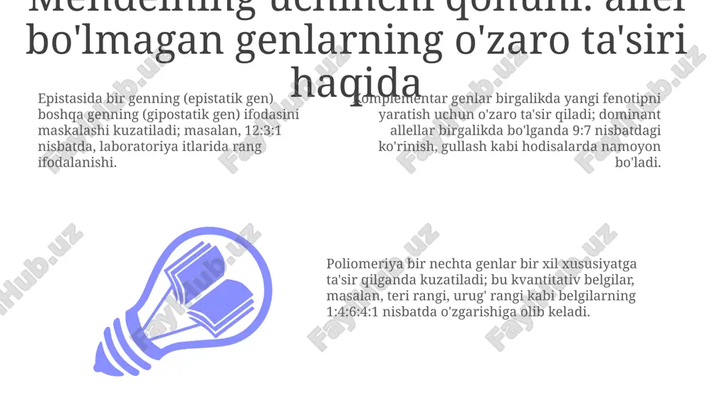 mendelning uchinchi qonuni: allel bo'lmagan genlarning o'zaro ta'siri haqida - Page 3