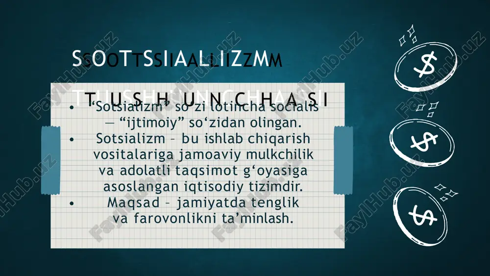 lizmni mutlaqo yangi bosqichga olib chiqdi – bu yo‘nalishda inqilob o‘rniga demokratiya, zo‘ravonlik o‘rniga islohot tanlandi. bugungi kunda bu g‘oyalar iqtisodiy barqarorlik, adolat va farovonlikni ta’minlashda muhim o‘rin tutmoqda. demak, sotsialistik iqtisodiyot nafaqat tarixiy tajriba, balki zamonaviy iqtisodiy taraqqiyot uchun ham dolzarb yo‘nalishdir. image9.png image10.png image11.png image12.png image13.png image14.png image15.png image16.png image17.png image18.png image19.png image20.png image21.png image22.png image23.png image24.png image25.png image26.png image27.png image28.png image29.png image30.png image31.png image32.png image33.png image34.png image35.png image36.png image37.png image38.png image39.png image40.png image41.png image42.png image43.png image1.jpg image2.png image3.png image4.png image5.png image6.png image7.png image8.png image44.png image45.png image46.png image47.png image48.png image49.png image50.png