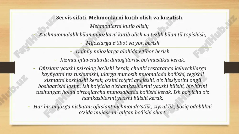 anket barlar- banket zallarida joylashadi - mini barlar- mehmonxonaning mehmonlar uchun moʻljallangan xonalarida joylashadi. e’tiboringiz uchun rahmat image7.jpeg image8.jpeg image9.jpeg image10.jpeg image3.png image4.png