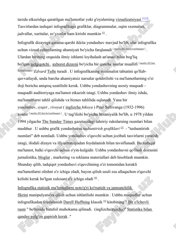 ndashuvni qo'llash doirasini jurnalistika, bloglar , marketing va reklama materiallari deb hisoblash mumkin. shunday qilib, tadqiqot yondashuvi o'quvchining o'zi tomonidan kerakli ma'lumotlarni olishni o'z ichiga oladi, bayon qilish usuli esa allaqachon o'quvchi kelishi kerak bo'lgan xulosani o'z ichiga oladi [4] . infografika statistik ma'lumotlarni noto'g'ri ko'rsatish va jamoatchilik fikrini manipulyatsiya qilish uchun ishlatilishi mumkin . ushbu maqsadlar uchun infografikadan foydalanish darell huffning klassik [5] kitobining " bir o'lchovli rasm " bo'limida batafsil muhokama qilinadi. (inglizcha)ruscha)" statistika bilan qanday yolg'on gapirish kerak ." canva bilan tanish bo'lmaganlar uchun bu barcha turdagi grafik dizayn materiallarini loyihalash uchun ishlatilishi mumkin bo'lgan bepul onlayn veb-ilovadir. taqdimotlardan tortib, ijtimoiy media sarlavhalarigacha, canva dizaynni osonlashtiradi, ayniqsa dizayner bo'lmaganlar uchun. canva'da ro'yxatdan o'tish uchun bir daqiqa kifoya qiladi. sizda facebook sahifangizga kirish yoki tezda hisob yaratish tanlovingiz bor. sizga yuborilgan elektron pochta orqali ro'yxatdan o'tganingiz va hisobingizni faollashtirganingizdan so'ng, siz asosiy boshqaruv paneliga o'tasiz. bu yerda siz …