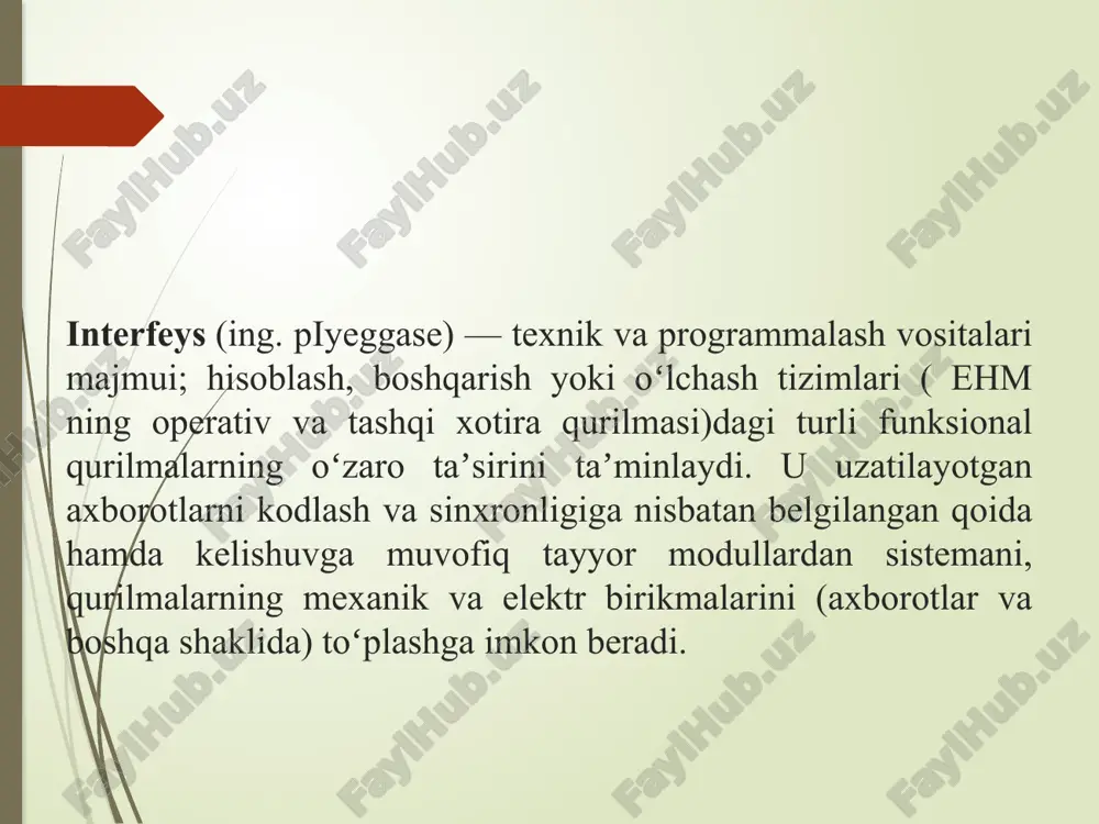 y qurilmalar va kompyuter uskunalari uchun. displayport 1.0 spetsifikatsiyasi bir vaqtning o'zida video signalni ham, audio oqimini ham uzatish imkoniyatini beradi (shu ma'noda yangi interfeys hdmi-ga butunlay o'xshash). e'tibor bering, maksimal o'tkazish qobiliyati displayport standarti 10,8 gbit / s ni tashkil qiladi, uzatish uchun nisbatan nozik, to'rt o'tkazgichli o'zaro ulanish kabeli ishlatiladi. xulosa displayport-ning xususiyati kontentni himoya qilish funksiyalarini qo'llab-quvvatlashdir (hdmi va udi-ga o'xshash). o'rnatilgan xavfsizlik boshqaruvlari hujjat yoki videofayl mazmunini faqat cheklangan miqdordagi "ruxsat etilgan" qurilmalarda ko'rsatishga imkon beradi, bu esa mualliflik huquqi bilan himoyalangan materialdan noqonuniy nusxa ko'chirish ehtimolini nazariy jihatdan kamaytiradi. va nihoyat, yangi standart ulagichlar bugungi dvi va d-sub konnektorlariga qaraganda yupqaroq. bu displayport-lardan kichik format faktorli apparat vositalarida foydalanish va ko'p kanalli qurilmalarni osongina qurish imkonini beradi. udi kompyuterlarni zamonaviy hdtv-larga ulash uchun ishlatiladigan hdmi interfeysiga deyarli o'xshaydi. udi va hdmi o'rtasidagi asosiy (va ehtimol yagona) farq audio kanalning yo'qligi bo'ladi, ya'ni udi faqat videoni …