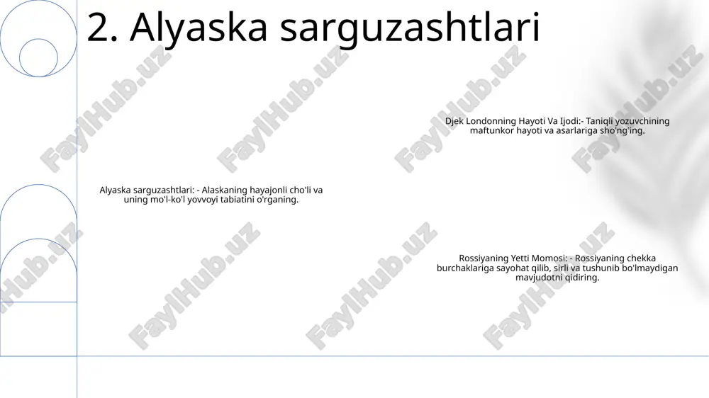 lmoqda, bu uning adabiyot giganti sifatidagi maqomini mustahkamlaydi. 7. filmga moslashuvlar tarixiy kontekst: jek londonning asarlari amerika ishchi harakati va sanoat inqilobi davrida guvoh bo'lgan qashshoqlikdan chuqur ta'sirlangan. djek londonning hayoti: 1876 yilda san-fransiskoda tug'ilgan london sarguzasht, sayohat va mehnat faolligi bilan ajralib turadigan notinch hayot kechirgan. muvaffaqiyatli muallif bo'lishdan oldin u dengizchi, qidiruvchi va jurnalist bo'lib ishlagan. djek londonning ijodi: londonning romanlari va qisqa hikoyalari ko'pincha ijtimoiy adolatsizlik, inson tabiati va o'zlikni izlash mavzularini o'rgangan. uning eng mashhur asarlari orasida "yovvoyi chaqiriq", "oq tish" va "martin iden" bor. 8. tarixiy kontekst jek londonning dastlabki kurashlari: qashshoqlikdan adabiy muvaffaqiyat sari jek londonning adabiy shon-shuhrat sari yo'li qiyinchiliklarga to'la edi. qashshoqlikda tug'ilgan, u yozuvchi sifatida o'z da'vatini topishdan oldin ishchi, dengizchi va klondayk oltin konchisi bo'lib ishlagan londonning shaxsiy jinlari: alkogolizm va uydagi zo'ravonliklondonning hayoti shaxsiy kurashlar bilan o'tdi. u karerasi davomida alkogolizm bilan kurashdi, bu uning munosabatlarini keskinlashtirdi va sog'lig'iga …
