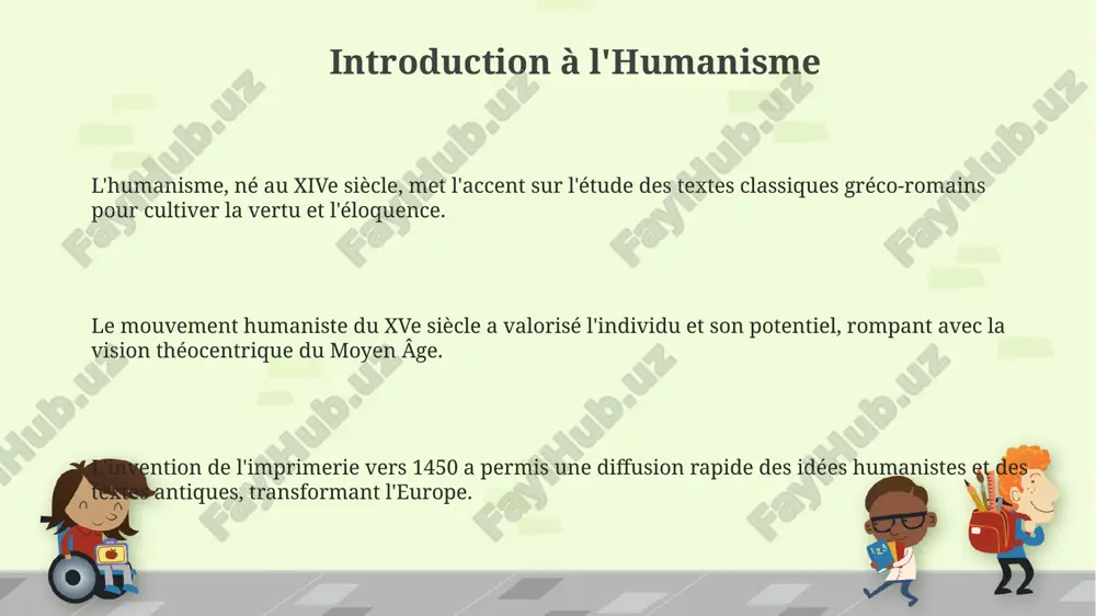 omme vesalius en anatomie au xvie siècle, remettant en question les dogmes anciens. l'invention de l'imprimerie vers 1450 a facilité la diffusion rapide des connaissances scientifiques, accélérant les découvertes et encourageant le débat intellectuel. l'impact sur la philosophie l'humanisme a favorisé un retour aux sources antiques, avec l'étude des textes de platon et d'aristote, remettant en question la scolastique médiévale. la valorisation de la raison individuelle a conduit à une nouvelle approche éthique, centrée sur l'autonomie morale et le développement personnel, influençant des penseurs comme érasme. les humanistes ont développé une pensée politique axée sur la république et le bien commun, remettant en question le pouvoir absolu des monarques au xve et xvie siècles. l'influence sur la littérature l'humanisme a encouragé l'étude des textes antiques, notamment les œuvres de platon et de cicéron, influençant la rhétorique et le style d'écriture de nombreux auteurs du xvie siècle. des auteurs comme rabelais, …