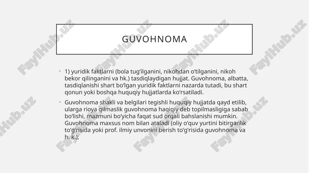 iqdoridagi pul jo ‘natmani olishi uchun ishonch bildiraman. (imzo) k. yo‘ldoshev. 2018-yil 3-may k. yo‘ldoshev imzosini tasdiqlayman. institut kadrlar bo‘limiboshlig‘i (imzo) a shukurov. (muhr) dalolatnoma muassasa yoki ayrim shaxslar faoliyati bilan bog‘liq biron-bir o‘tgan (sodir bo‘lgan) voqea, hodisa, ish-harakatni yoki mavjud holatni tasdiqlash, unga guvohlik berish maqsadida bir necha kishi tomonidan tuzilgan hujjat dalolatnoma deyiladi. dalolatnoma tuzishda asosiy maqsad sodir bo‘igan voqea-hodisalarni yoki mavjud holatni qonuniy-huquqiy jihatdan isbotlash yoki tasdiqlashdir. dalolatnoma namunasi dalolatnoma dalolatnomalr tegishli taftish o‘tkazilgandan keyin, rahbarlik almashayotganda, moddiy boyliklarni bir xususiy yoki yuridik shaxsdan ikkinchisiga o‘tkazishda, qurib tugallangan inshootlarni qabul qilishdan oldin va keiyn, mashina va uskunalaming yangi misxalarini sinovdan o‘tkazish chog‘ida, qimmatdor buyumlarni hisobdan o‘tkazish yoki hisobdan chiqarishda, tovarlami miqdor va sifat bo‘yicha qabul qilib olishda, baxtsiz hodisalar yoki tabiiy ofatlar oqibatini tekshirishda, sud-tergov ishlari va tibbiyot sohasida, xodimlaming moddiy, yashash sharoitlarini o‘rganishda va boshqa hollarda tuziladi. dalolatnoma dalolatnoma matnining sarlavhasi «...haqida» shaklida yoki bosh kelishikda …