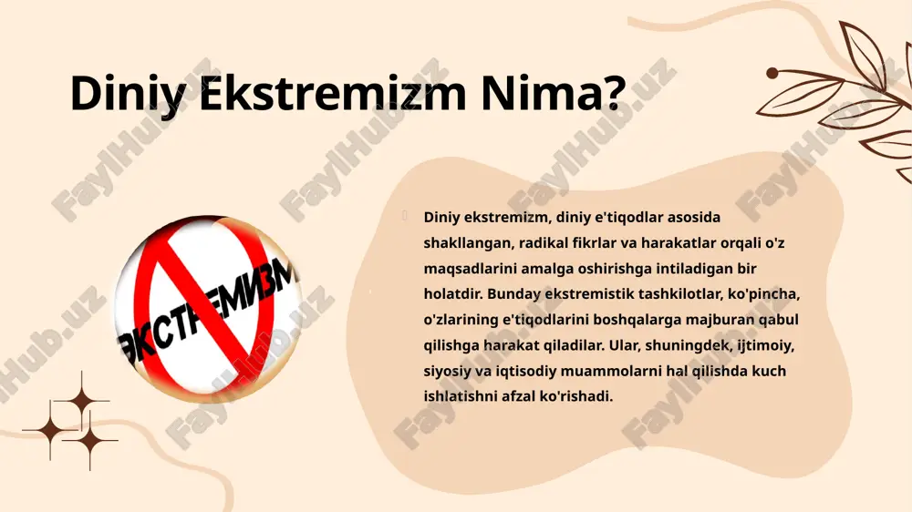 jamiyatda tinchlikni saqlashda muhim rol o'ynaydi. har bir shaxsni o'z diniy e'tiqodini hurmat qilishga undash, ekstremizmga qarshi kurashda asosiy tamoyil bo'lishi kerak. ijtimoiy integratsiya strategiyalari ham muhimdir. turli diniy va etnik guruhlar o'rtasida muloqot va hamkorlikni rivojlantirish, ekstremizmga qarshi kurashda samarali bo'lishi mumkin. birlamchi jihati, ta'lim tizimini kuchaytirishdir. ta'lim orqali yoshlarni diniy ekstremizmga qarshi kurashga tayyorlash muhim ahamiyatga ega. bu, ularning fikrlarini kengaytiradi va radikal g'oyalar bilan kurashishda yordam beradi. jamiyat va diniy ekstremizm diniy ekstremizmga qarshi kurashda jamiyatning roli juda muhimdir. jamiyatning har bir a'zosi, o'z fikrini bildirish va ekstremizmga qarshi kurashishda faol ishtirok etishi kerak. o'zaro yordam va hamjihatlik orqali, jamoalar ekstremistik g'oyalarni rad etish va tinchlikni saqlashda katta imkoniyatlarga ega. jamiyatning roli va mas'uliyati jamiyat, diniy ekstremizmga qarshi kurashda faol ishtirok etishi zarur. ta'lim va madaniyat orqali, yoshlarni ekstremistik g'oyalardan himoya qilish mumkin. shuningdek, ijtimoiy tarmoqlar va jamoatchilik tadbirlari orqali, o'zaro muloqot va tushunishni oshirish muhimdir. jamiyat …