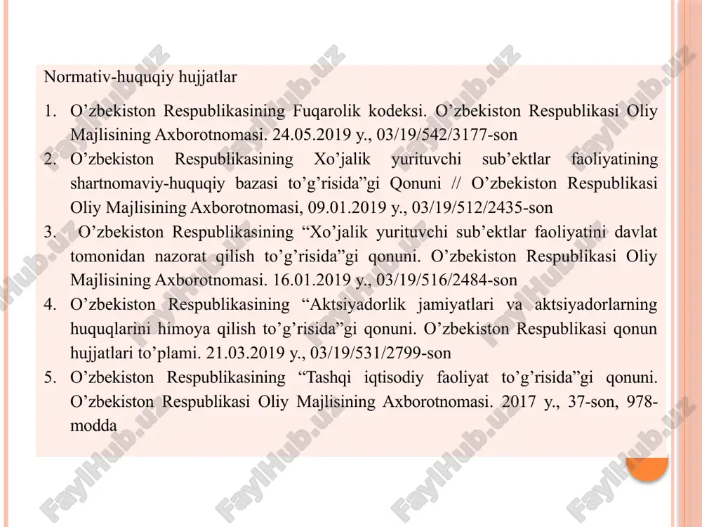 rok etadi:  1) kapital;  2) ishlab chiqarish vositalari va yer;  3) ishchining mehnati;  4) tadbirkorlik faoliyati. biznesmen (tadbirkorlik) so’zi birinchi marotaba angliya iqtisodiyotida 18 asrda paydo bo’lib, u “mulk egasi” degan ma’noni bildiradi. jumladan, a.smit tadbirkorni mulk egasi sifatida ta’riflab, uni foyda olish uchun qandaydir tijorat goyasini amalga oshirish maqsadida iqtisodiy tavakkalchilikka boradigan kishidir, - deb ta’kidlaydi. biznes- bu avvalo ishlab chiqarishni tashkil etish, iqtisodiy faoliyat va munosabatlar,xayotni o’zi sungra esa pul ishlash demakdir. biznes- bu xorijiy so’zdir. u butun dunyo bo’yicha tarkalgandir, undan barcha mamlakatlarda foydalanidilar. o’zbek tilida esa biznes so’zi tadbirkorlik, biznesmen esa tadbirkor demakdir. ko’pchilik olimlarning fikriga ko’ra, tadbirkorlik jamiyat iqtisodiy-ijtimoiy xayotining barcha sohalaridagi yangiliklarining mazmunini tashkil etuvchi foydani o’zlashtirishga yo’naltirilgan amaliy faoliyatdir.  qozog’istonlik olimlar tadbirkorlikni 4 ta unsurga ajratadi:  1. ishlab chiqarish faoliyati  2. tijorat faoliyati  3. moliyaviy faoliyati  4. boshqaruv faoliyati tadbirkorlik faoliyati tushunchasi o’zbekiston respublikasida …