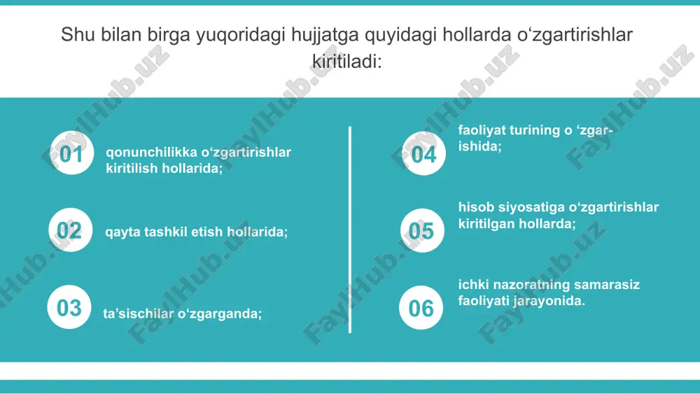 tahdid soluvchi biznes tavakkalchiligining yuqori boshqaruvlari. - jarayon egalarining o‘z jarayonlariga tahdid soladigan xavflarni baholashlari. ichki tayyorgarlik mashg‘ulotlari: asosiy boshqaruv, risklarni boshqarish va nazorat qilishtushunchalari bo‘yicha jaraon egalari va xodimlarini o‘qitish. kafolat xizmatlarini tashkil etishning umumiy ko‘rinishi. quyidagi jadvalda uchta asosiy bosqichni: rejalashtirish, ijro etish va muloqot qilishni o ‘z ichiga olgan boshqarish vositalariga asoslangan ishonchlilikni ta ’minlash jarayonlari tasvirlangan. ushbu jadvalda ishtirok etishning uch bosqichi alohida va kema-ket qadamlar sifatida tasvirlangan bo‘lsa-da, amaldagi ichki audit tekshiruvlari bu tarzda ishlamaydi. rejalashtirish, ijro etish va muloqot qilish o‘rtasida hech qanday chigal chiziqlar mavjud emas. ishni rejalashtirish tugallanishi va ishlashning boshlanishi o‘zaro bog‘liqdir. darhaqiqat, rejalashtirish, odatda, yangi dalillar oshkor etilishi uchun tuzatishlarni kiritish kerakligi sababli, odatdagiday davom etmoqda. ishni bajarish rejalashtirish jarayonida hoshlanadi, chunki ichki audit guruhi shartnomani rejalashtirish uchun zarur bo’lgan ma’lumotlarni to‘plash bo‘yicha protseduralarni qo‘laydi. aloqa jarayoni jarayon davomida amalga oshiriladi, chunki jamoa muhimmasalalarni auditoriyaga vaqt oralig‘ida yetkazadi va faqat …