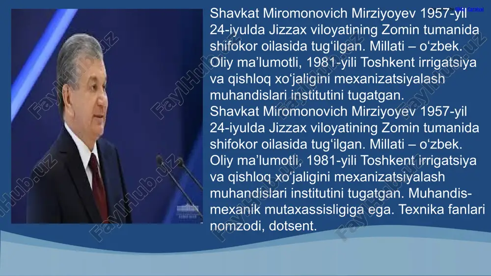 ahkamlashga intiladi. o‘zbekistonning xalqaro aloqalari va diplomatiyasi rivojlanmoqda, yangi tashqi siyosat konsepsiyalari ishlab chiqilmoqda. bu esa, iqtisodiy hamkorlikni kengaytirish va xalqaro muammolarga faol qatnashish imkonini beradi. 1 2 3 yangi o‘zbekistonning iqtisodiy yo‘nalishlari o‘zbekistonning yangi iqtisodiy yo‘nalishlari diversifikatsiya, sanoat rivojlantirish va raqamli iqtisodiyotga qaratilgan. investitsiyalarni jalb qilish, innovatsiyalar va fiskal-huquqiy muhitni yaxshilash strategiyalari muhim. 2023 yildagi prognozlar, asosiy sohalar va rivojlanish tendensiyalari iqtisodiy islohotlar natijalarini ko‘rsatadi. shavkat mirziyoyevning innovatsion yondashuvlari davlat boshqaruvida innovatsiyalar va texnologik yondashuvlar muhim ahamiyatga ega. bu jarayon strategik o'zgarishlarni, raqamli texnologiyalarni va elektron hukumat tizimlarini rivojlantirishni o'z ichiga oladi. raqamli texnologiyalar, onlayn xizmatlar va ma'lumotlar bazalarining integratsiyasi orqali davlat xizmatlarining samaradorligini oshirish mumkin. bu ishlar davlat va fuqaro o'rtasidagi muloqotni soddalashtiradi va shaffoflikni ta'minlaydi. innovatsion boshqaruvning afzalliklari orasida unumdorlikning oshishi, resurslardan samarali foydalanish, javobgarlikni kuchaytirish va aholining ishonchini mustahkamlash bor. bu esa iqtisodiy rivojlanishga xizmat qiladi. o‘zbekiston dunyo hamjamiyatiga integratsiyasini tezlashtirish uchun xalqaro tajribadan ilhomlanib, barqaror …