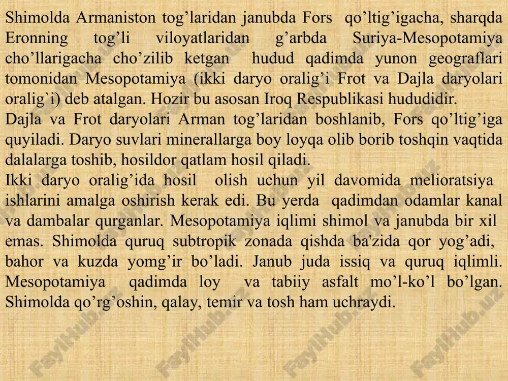 vdosining yoyilishi ishlab chiqaruvchi kuchlarni o`stirgan va ish kuchiga bo`lgan extiyojni ortirgan. buning natijasida eng qadimgi urug`chilik tuzumi yemrilgan. shummerlar kodeksida yozilgan eng qadimgi oilaviy huquqlar to`g`risida ma`lumot beradi. urning iii dinastiyasiga mansub bo`lgan qudratli podsholar qo`liga o`tgan. o`sha davrdan saqlanib qolgan juda ko`p yozuvlar bizga o`sha davrning xo`jalik, ijtimoiy-siyosiy ahvoli haqida ma`lumotlar beradi. ammo urning hukmronligi uzoq davom etmagan. g`arbdan daxshatli xavf tug`ilgan. dashtda yashovchi ko`chmanchi amoriy qabilalari ikki daryo oralig`ining serxosil viloyatlariga va boy shaharlariga borgan sari tez-tez xujum qilib turganlar
