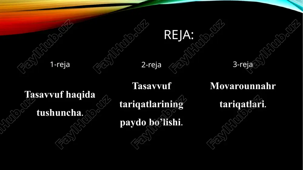 ideal shaxs, barcha dunyoviy va diniy bilimlarni egallagan, fayzu karomati serob, qalbi ezgu tuygʻularga toʻla pokiza inson. alisher navoiy ta'rifidagi: foniy va sheki, ham soʻzidur pok, ham oʻzi, xush davlat ul kishigaki, tushgay aning koʻzi. taxalluq – yaxshi xulq va ma'naviyatni oʻrganish, tahaqquq – goʻzal xulq va ma'naviyatni hayotga tatbiq qilish. mistisizm tushunchasi. tasavvuf – koʻpqirrali fenomen. rumiy talqinida tasavvufga ta'rif beruvchilarni filni paypaslab unga har biri oʻz holicha ta'rif bergan koʻrlarga qiyoslanishi. evropada tasavvufni islom mistisizmi deb atalishi va mistisizm tushunchasining mohiyati, uning barcha dinlarga xos tushuncha ekani. mistisizmning mohiyatiga falsafa va ong orqali etib boʻlmasligi, bu faqat qalb kechinmalari bilan bogʻliq ruhiy tushuncha ekani, unga uzoq muddatli poklanish davridan oʻtib, ma'rifat hosil qilish orqali erishilishi. tasavvuf – mutlaqni sevish deb talqin etish mumkinligi, uning askezadan (zuhd) farqi mistisizmda muhabbat tushunchasinining borligi. tariqatlar doirasida yaratilgan adabiyotlarning asosiy mavzulari: 1. silsila – shayxning muhammad (a.s.)gacha boradigan ma'naviy shajarasi. bu tariqatning …