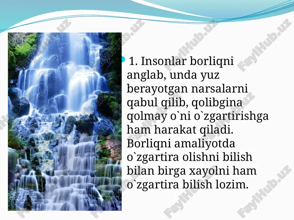 rochi, konstruktorning faoliyatida va hatto qilayotgan narsani o`ylab ko`rish va yaxshi tasavvur qilish zarur bo`lgan oddiy ishda ham yuz beradi. ixtiyorsiz xayol kishining oldiga hech qanday vazifa turmagan vaqtda, lekin u beixtiyor ravishda orzu qilib, xayol sura boshlagan paytda bo`ladi. ba’zan bu jarayonlar shirin orzu xarakteriga ega bo`ladi va ongning to`liq nazorati ostida tarkib topmaydi. xayolning ixtiyorsiz faoliyatiga tush ko`rish ham kiradi. xayolning turlari tushlar – uyquda yuzaga keladigan ixtiyorsiz obrazlar bo`lib, ular tez unitilishi yoki uzoq muddatga saqlanishi mumkin orzu – inson ongidagi real va noreal tasavvurlar bilan bog`liqdir aktiv xayol – insonning hayotiy rejalarini, xohish – istaklarini amalga oshirishda o`z aksini topadi.unda fantaziya elementlari mavjud bo`ladi. produktiv (ijodiy) xayol - bizning tajribamizda mavjud bo`lmagan obraz va ob’ektlarni yaratish bilan bog`liq bo`lgan xayol turidir ijodiy xayol - san’atning barcha turlarida ifodalanadi va aks etadi tasavvur xayoli- deb hozir yoki o`tmishda aslida bo`lgan bo`lsada, lekin bizning tajribamizda hali uchramagan va …