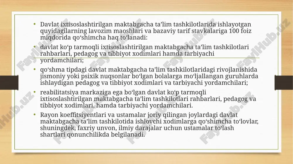 kent shahri hokimliklarining ta’lim sohasiga mas’ul xodimi, o‘zbekiston kasaba uyushmalari federatsiyasi (keyingi o‘rinlarda — kasaba uyushmasi) vakili, ikki nafar attestatsiyadan o‘tgan, oliy toifali pedagog kadrlardan (bir nafari komissiya kotibi) iborat bo‘ladi image5.png image6.png image3.png image4.png /docprops/thumbnail.jpeg