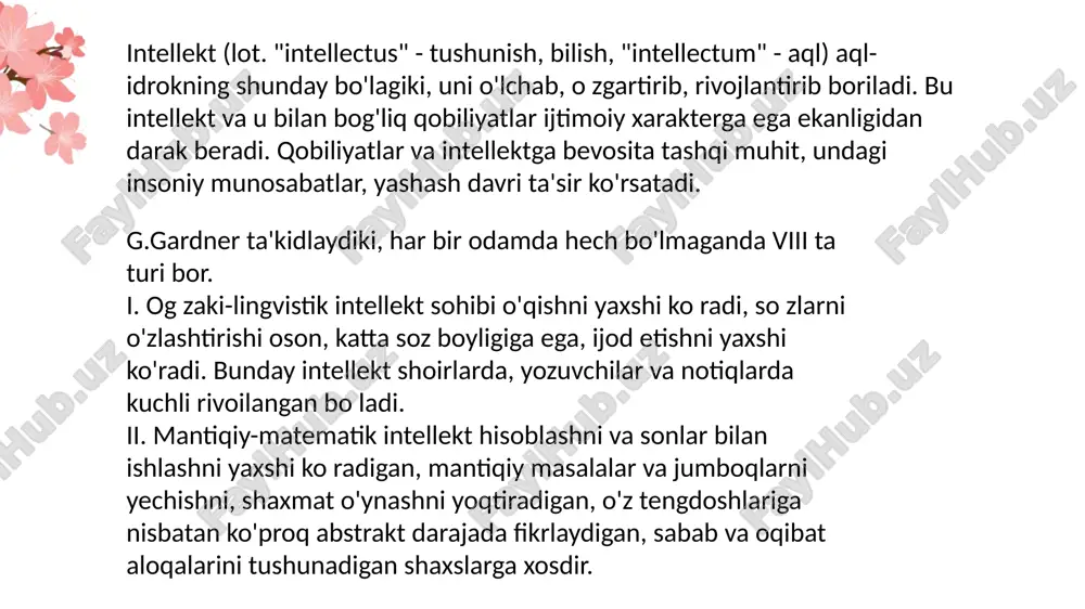 ravishda bajarilishini ta'minlaydigan qobiliyat hamda iste'dodlar majmuasidir. talant - katta, ijodiy va zo'r mehnat mahsuli bo'lsa, mehnat esa hayotiy tajriba, ko'nikmalarning zaruriy majmuasi manbayidir. ijodiyotning sharti esa hayotiy tajriba, zaruriy ko'nikma va malakalar yig'indisining mavjudligidir. ijodiy faoliyat talantning ajralmas qismi hisoblanib, bunda ruhlanish deb nomlangan psixologik holat alohida ahamiyat kasb etib, bunda ruhlanish faoliyat mahsuldorligi ortishiga qaratilgan ijodiy lahzadan iborat holatdir. talant imkoniyat tariqasida psixologik hodisa hisoblansa, u holda mahorat - haqiqatga aylangan imkoniyat gavdalanishidir. psixologik nuqtayi nazardan haqiqiy mahorat - bu shaxs talantining faoliyatda namoyon bo'lishidir. add your text add your text layoqat esa qobiliyatning tabiiy zamini sifatida faoliyatda muhim rol o'ynaydi. layogat deb qobiliyatlar taraqqiy etishining dastlabki tabiiy sharti sifatida namoyon bo'ladigan miya tuzilishining, sezgi a'zolari va harakatlarning morfologik hamda funksional xususiyat-lariga aytiladi. thank you vestibulum ante ante ipsum primis i primis in faucibus orci luctus et ipsum primis in faucibus orci n faucibus orci luctus et ipsum …