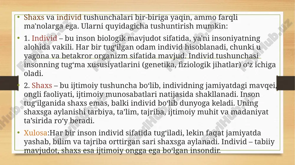 ng bosh gonuni deb "rekapitulyatsiya qonuni"ni (filogenezni qisqacha takrorlashni) hisoblaydi. uning fikricha, ontogenezdagi individual taraqqiyot filogenezning muhim bosqichlarini takrorlaydi. olimning talqiniga binoan, go’daklik hayvonlarga xos taraqqiyot pallasini qaytarishdan boshqa narsa emas. bolalik davri esa qadimgi odamlarning asosiy mashg'uloti bo'lgan ovchilik va baliqchilik davriga aynan mos keladi. 8- 12 yosh oralig ida o'sish davri o'smiroldi yoshidan iborat bo lib, yovvoyilikning oxiri va sivilizatsiyaning boshlanishidagi kamolot cho’qqisiga hamohangdir. biogenetik konsepsiyaning boshqa bir turi nemis "konstitutsion psixologiyasi" (insonning tana tuzilishiga asoslagan nazariya) namoyandalari tomonidan ishlab chiqilgan. y.krechmer shaxs (psixologiyasi) tipologiyasi negiziga bir qancha biologik omillarni (masalan, tana tuzilishining tipi va boshqalarni) kiritib, insonning jismoniy tipi bilan o'sishining xususiyati o'rtasida uzviy bog'liqlik mavjud, deb taxmin qiladi. ye.krechmer odamlarni ikkita katta guruhga ajratadi va uning bir boshga sikloid toifasiga xos (tez qo'zg'aluvchi, histuyg'usi o'ta barqaror), ikkinchi uchida esa shizoid toifasiga (odamovi, munosabatga qiyin kirishuvchi, his-tuyg'usi cheklangan) xos odamlar turishini aytadi. bu taxminini u shaxs rivojlanishi …