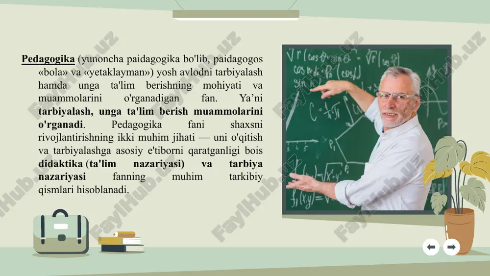omonidan bajariladigan mehnat faoliyatining turli sohalarga ajralishi yoshlarga nisbatan munosabatning ilg'or (progressiv) xarakter kasb etishiga imkon berdi. workshop pedagoglik kasbining shakllanishi kishilik taraqqiyoti tarixi bilan uzviy bog'liq. terib-termachlab kun kechirgan ibtidoiy davr kishilari bolalarni o'zlari bilan ergashtirib yurib, ularga ov qilish, turli daraxt mevalarini terish, o'simliklarning ildizini kovlab olish, suv manbalarini izlab topish kabi harakatlarni amalga oshirishni o'rgatganlar. turli tovushlarni chiqarish yordamida atrofdagilarni yaqinlashayotgan xavfdan ogoh qilishni bolalar kattalarning namunalari asosida o'zlashtirganlar. nutq va yozuv paydo bo'lgunga qadar bu kabi harakatlar imo-ishoralar asosida amalga oshirilgan. jamiyatning tabaqalanishi natijasida, quldorlik tuzumida bolalarni ta'lim maskanlariga olib borish va olib kelish vazifasini qullar bajarishgan va ular «pedagog» deb nomlanganlar. ushbu tushunchaning ma'nosi «bola yetaklovchi» demakdir. tarixiy taraqqiyotning keyingi bosqichlarida bolalarga tizimli bilimlarni berish bilan doimiy shug'ullanuvchi kishilar aynan shu nom bilan atala boshlaganlar. feodalizm davrida aksariyat maktablar masjid (musulmon mamlakatlarida) yoki ibodatxonalar (hindiston) qoshida tashkil etilgan. bunday maktablarda yoshlarga diniy bilimlar bilan birga …