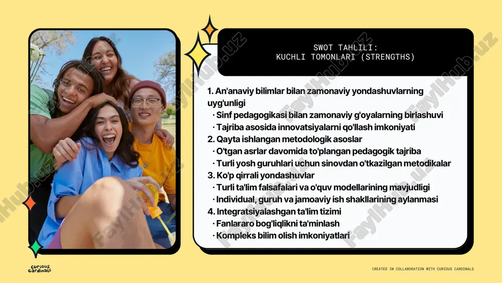 exanizmlarini ishlab chiqish · inson resurslarini rivojlantirishga yo'naltirilgan barqaror dasturlarni joriy etish pedagogikaning kelajakdagi taraqqiyoti uning an'anaviy qadriyatlarini saqlab, zamonaviy talablar va imkoniyatlarga mos ravishda o'zgarish qobiliyatiga bog'liq. har qanday rivojlanish strategiyasi o'quvchilar, o'qituvchilar va jamiyatning haqiqiy ehtiyojlarini hisobga olishi lozim. put this skill into practice
