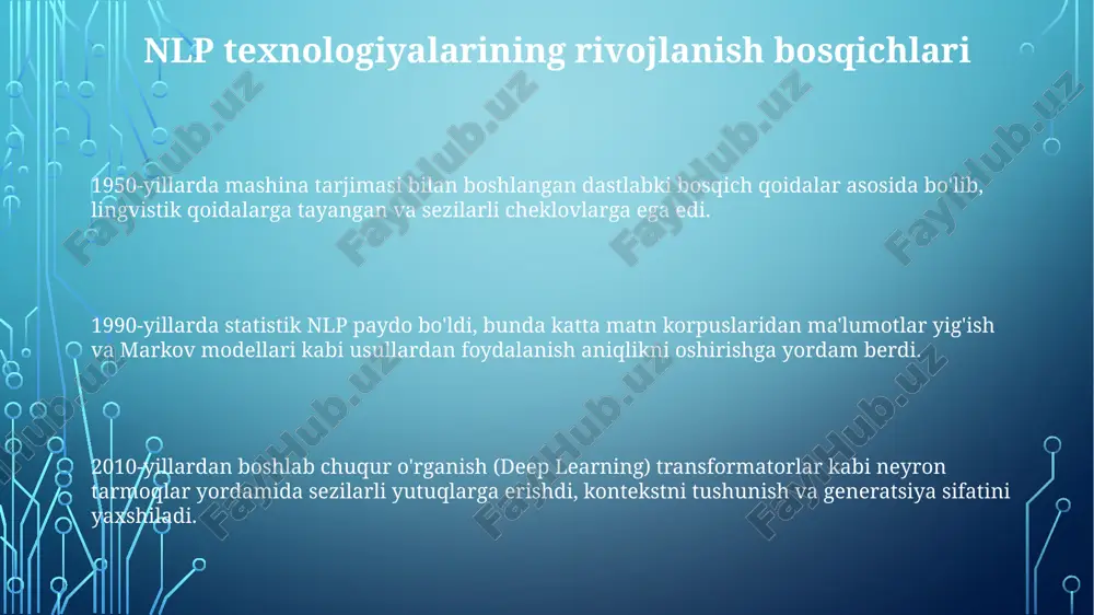 nlp (natural language processing) texnologiyalarining rivojlanish bosqichlari - Page 3