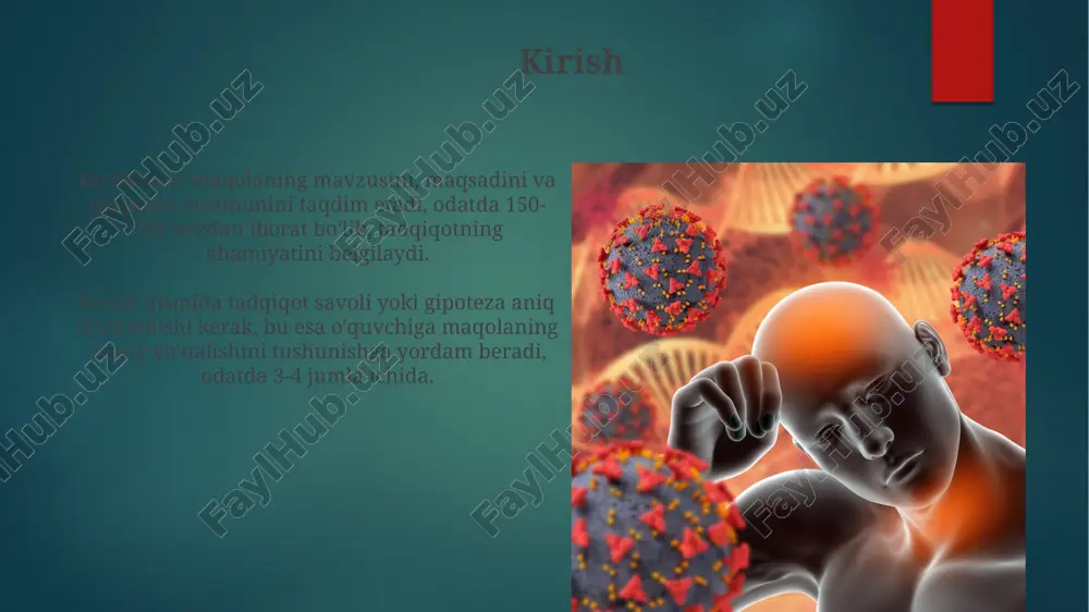 bacterium tuberculosis bakteriyasi boʻlib, u oʻzining lipidga boy qobigʻi tufayli antibiotiklarga chidamli boʻlishi mumkin. patogenezda alveolyar makrofaglar muhim rol oʻynaydi: ular bakteriyalarni fagotsitoz qiladi, lekin yoʻq qila olmaydi, bu esa granuloma hosil boʻlishiga olib keladi. tuberkulyoz: klinik ko'rinish o'pka tuberkulyozining klinik ko'rinishi nafas qisishi, 38 darajadan yuqori harorat, qon tupurish va 3 haftadan ortiq davom etadigan yo'tal bilan xarakterlanadi. sil meningitida bosh og'rig'i, ensa mushaklarining rigidligi va ongning buzilishi kabi belgilar kuzatiladi, bu esa 2-8 hafta ichida rivojlanadi. tuberkulyoz: diagnostika tuberkulyozni tashxislashda mantoux sinovi qo'llaniladi, bu 2-3 kundan so'ng teri ostiga yuborilgan tuberkulin ta'siriga mahalliy reaktsiyani baholashni o'z ichiga oladi. qo'shimcha tashxis usuli sifatida igra testlari (interferon-gamma release assays) ishlatiladi, ular qonda mycobacterium tuberculosisga immun javobni aniqlashga asoslangan. tuberkulyoz: davolash va profilaktika tuberkulyozni davolash odatda 6 oydan 9 oygacha davom etadigan antibiotiklarning kombinatsiyasini o'z ichiga oladi, masalan, izoniazid, rifampisin, pirazinamid va etambutol. profilaktika bcg vaktsinasi yordamida amalga oshiriladi, ayniqsa yuqori …