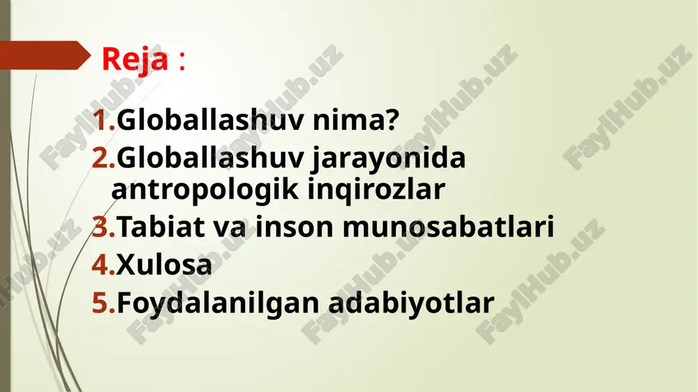 sur’atda jahon iqtisodiyoti davom etadigan bo`lsa, u vaqtda sanoat va xalq xo`jaligining energiyaga bo`lgan ehtiyoji uchun yaqin yillar ichida yiliga 20 mlrd. tonna yoqilg’i talab qilinadi. bu ko`rsatkich 2025 yilda 35-40 mlrd., xxi oxiriga borib, 80-85 mlrd. tonnani tashkil etishi taxmin etilmoqda. xom-ashyo resurslaridan foydalanish va ekologik muvozanatni saqlash muammosi. jahon statistik axborot markazlari bergan ma’lumotlarga qaraganda, xx asrning boshidan to hozirgi kungacha ishlab chiqarilgan ko`mirning 45%, temir rudasining 57%, neftning 76%, tabiiy gazning 80% keyingi 25 yilga to`g’ri kelar ekan. ana shunday holatni xom-ashyoning boshqa turlari to`g’risida ham gapirish mumkin. tahlillarga qaraganda, 90-yillarda ishlab chiqarilgan xom-ashyo miqdori 60-70-yillardagiga qaraganda 1,5-2 barobar ko`paygan ichimlik suvi muammosi juda ko`p rivojlangan mamlakatlarda ichimlik suvining tanqisligidan kiyinchiliklar yuzaga chiqmoqda. ayni shu mamlakatlardan 42-45% km3 hajmida sanoatdan chiqqan iflos oqava suvlar suv havzalari, ko`l, dengiz, okean suvlarini o`zining zaharli tarkibi bilan bulg’amoqda. xxi asr boshlariga kelib, toza ichimlik suvlariga bo`lgan extiyoj dunyo miqiyosida asrimizning …