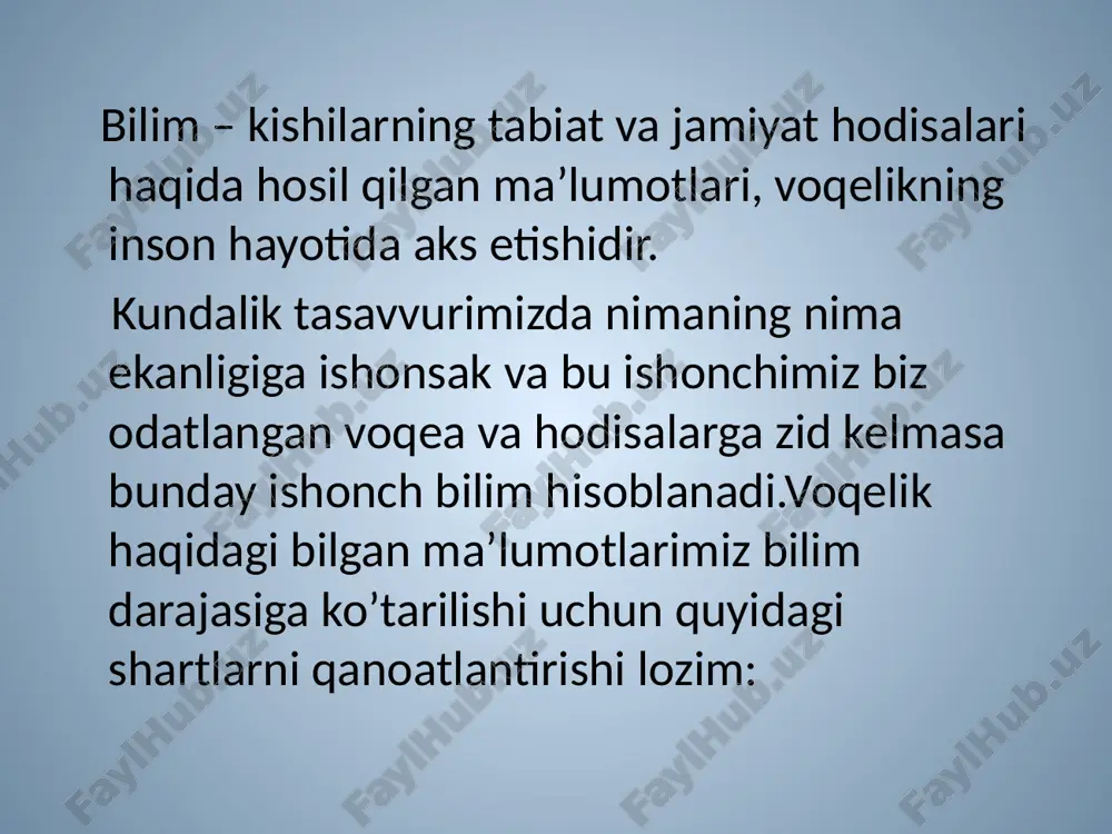 etishsang-yanglishma, atlas kiysang bo’z kiyganingni unutma” (ahmad yugnakiy). ma’naviy yetuklik insonning eng ulug’ fazilatlaridan biridir. mamlakatimiz mustaqilligi yillarida ro’y bergan muhim o’zgarishlardan ma’naviy yangilanish, kishilarning ongi, tafakkuri va dunyo qarashining boyib, kengayib borayotganligi hamda erkinlik kasb etayotganligidir. xususan, yoshlarimizning elu-yurt,xalq, millat va vatan manfatlarini anglash, ularning shon-shuxratini yanada oshirish, ilmu-fanni gullb-yashnatish kishini quvintiradi. mamlakatimiz rahbari islom karimov 2008- yilni “yoshlar yili” deb e’lon qildilar . bu o’zbekiston yoshlariga katta ma’suliyatni yuklaydi desak mubolag’a bo’lmaydi. o’ylaymizki, milliy va umuminsoniy qadriyatlar ruhida tarbiya topayotgan yurtimiz yoshlari bu yuksak ishpnchni oqlash yo’lida bor bilimi va kuch-g’ayratini, albatta safarbar etadilar. yosh avlodno ma’naviy, axloqiy yetuk inson bo’lib yetishishida, quronu karim, xadislarda, o’rta osiyolik mashhur va donishmandlar muso al-xorazmiy, ahmad farg’oniy, abu nasr farobiy, abu ali ibn sino, abu rayhon beruniy, yusuf hos xojib asarlarida, shuningdek, “temur tuzuklari”da, ulug’bek va alisher navoiy asarlarida hamda xix asrning o’rtalarida ijod qilgan ahmad donish, furqat, muqimiy va boshqalarning …