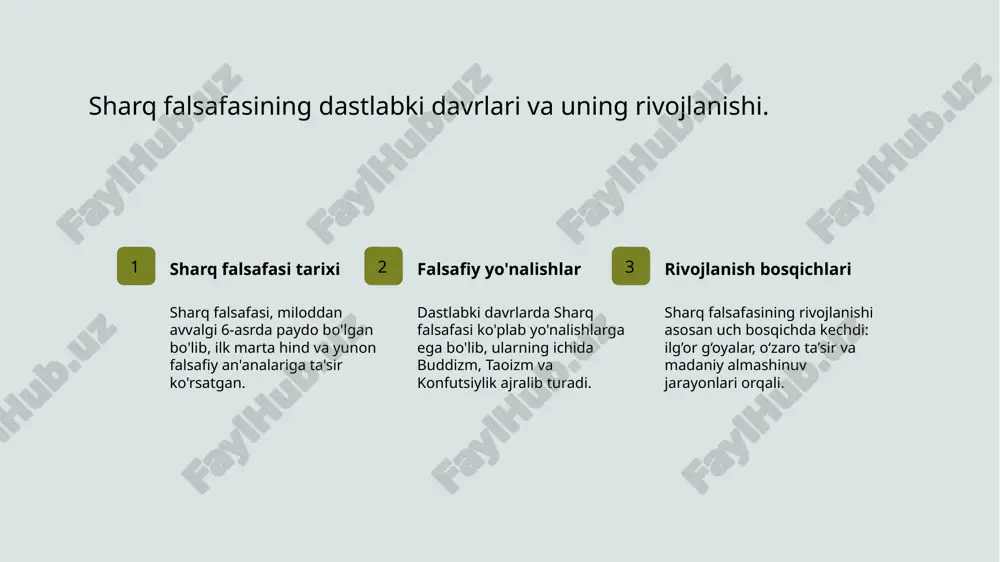 a'siri - uygonish davrida sharq falsafasi g'arbga kirib, ilm-fan va falsafa sohalarida ko'p yangiliklar kiritdi, bu esa global madaniyatni boyitdi. sharq falsafasida uygonish davrining ta'siri va o'rni. uygonish davri sharq falsafasida yangi fikrlar va g'oyalar rivojlanishiga turtki berdi. bu davrda ilm-fan, san'at va adabiyotda yangiliklar yuzaga keldi. o'zbek olimlari va faylasuflari, masalan, al-farobi va ibn sino, o'z asarlarida insoniyatni o'rganish va ma'rifatga erishish yo'llarini ko'rsatdilar. photo by alessio ferretti on unsplash uygonish davrida falsafiy tafakkurning ilgari surilishi: muhim shaxslar. falsafiy shaxslar uygonish davrida falsafiy tafakkurga katta hissa qo'shgan shaxslar, masalan, avicenna va al-farabi, o'z asarlarida qiziqarli g'oyalarni ilgari surdilar. avicenna ta'siri avicenna, yoki ibn sino, falsafiy fikrni tibbiyot va metafizika bilan birlashtirib, sharq falsafasiga zamonaviy yondashuvlarni kiritdi. al-farabiy merosi al-farabi, "ikkinchi o'qituvchi" sifatida tanilgan, jamiyat va davlat nazariyalariga oid muhim fikrlarni ishlab chiqdi, bu esa keyingi tafakkurni shakllantirdi. falsafiy oqimlar uygonish davrida rivojlangan falsafiy oqimlar, masalan, racionalizm va empirizm, sharq …