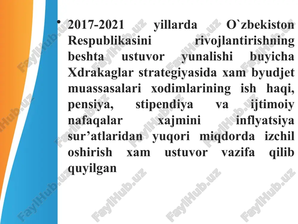 lakatimizda onalik va bolalikni muxofaza qilish borasidagi izchil isloxotlar tufayli «sog`lom ona va bola yili» davlat dasturi umummilliy xarakatga aylandi. shu boradagi ishlar izchil amalga oshirilayotgani tufayli keyingi besh yilda mamlakati­mizda xar 100 ming chakaloqga nisbatan onalar o`limi 23,1 dan 19 taga, 5 yoshgacha bo`lgan bolalar o`limi 14,8 tadan 13,9 taga, chakaloqlar o`limi 11 tadan 10,7 taga kamaydi. ushbu ko`rsatkichlar bo`yicha o`zbekiston birlashgan millatlar tashkilotining mingyillik rivojlanish maksadlariga to`lik erishdi. jaxon reytingida mamlakatimiz yosh avlod salomatligiga eng ko`p g`amxo`rlik kursatayotgan 10 ta davlat safidan joy oldi. axoli genofondini yaxshilash borasida amalga oshirilayotgan chora-tadbirlar natijasida ayollarning urtacha umri 66 yoshdan 73,5 yoshga uzaydi. onalar va go`daklar o`limi 3 barobar kamaydi. yurtimizda xotin-qizlarning ijtimoiy-siyosiy maydondagi faolligini yangi bir pog`onaga ko`tarish maqsadida 2004 yili o`zbekiston respublikasining saylov qonunchiligiga o`zgartish va qo`shimchalar kiritilib, siyosiy partiyalardan vakillik organlari xamda parlament deputatligiga nomzod kursatish jarayonida xotin-qizlar uchun 30 foizli kvota joriy etildi. ayollarning 13 nafariga «o`zbekiston …