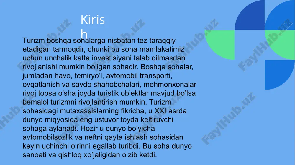 stlaridan o`tishda, soliq to`lashda, chetga chiqishda pasportiga ruxsat berishlarida, havo va temir yo`l transportlariga chiptalar olishda, ularni rasmiylashtirishlarda namoyon bo`ladi. turizmning mahalliy aholi uchun ham katta foydasi bo’lib, ular ish bilan ta’minlanadi, turli millat, elat va xalq vakillari bilan muloqotda bo`ladilar va ularning turli an’ana va qadriyatlari bilan tanishadilar, doimiy daromad olib turish imkoniyati ega bo`ladilar, mahsulotlarni sotish imkoniyatiga ega bo`ladilar, mahalliy aholi imkon qadar o`zlarining an’ana va qadriyatlarini namoyish qilish uchun uni saqlab qoladilar va unitilganlarini tiklaydilar, mehmon kutishning jozibador an’analarini tiklash bilan birga mehmondorchilik odoblarini takomillashtirib boradilar. oxir oqibatda mahalliy aholining dunyoqarashi, madaniy saviyasi ham muttasil o`sib boradi. turizmning rivojlanishi davlat uchun ham juda foydalidir. xususan, u turizmni rivojlantirish evaziga o`z iqtisodiyotining yuksalishiga erishadi, davlat byudjetiga tushumlarning ko`payishini ta’minlaydi, tabiiy resurslarni asrab-avaylashga erishadi, mamlakatning ijtimoiy barqarorligini ta’minlashga harakat qiladi, xalqlararo aloqalarga erishadi, madaniy aloqalar kengayadi, valyuta tushumi ko`payadi va boshqalar. turizm mahalliy aholi hayotiga ijobiy ta’sir ko`rsatishi mumkin. …