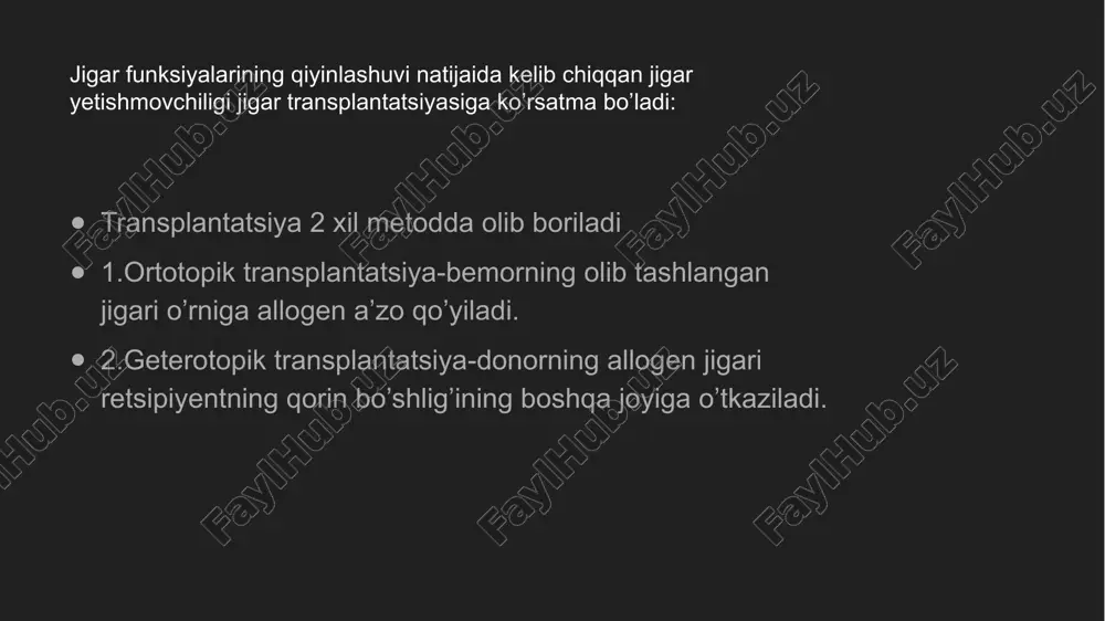 ifoxonada o’tkazadigan 30kuni va donorning 1haftasini o’z ichiga oladi. moskvada peresadka 2.5- 3mln rublga to’g’ri keladi ukrainada qarindosh donorning organini 100ming griven evaziga ko’chirib o’tkazish mn. `