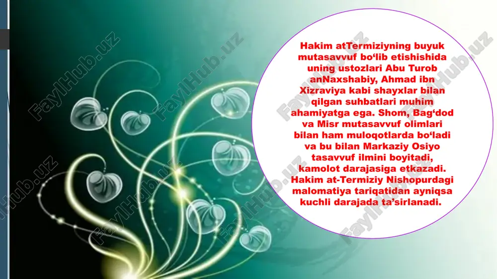 aqinlashtiradi, demak, u seni ipsiz bog‘lab oladi, kimki yomonlik qilsa, seni o‘zidan uzoqlashtiradi, uzoklashtirish ipsiz bog‘lashdan avloroqsir. ozodlik yaxshimi,qullik?». adib sobir termiziy. sobir termiziy shahobiddin ibn ismoil (1147 yili vafot etgan) mashhur shoir, fors tilida ijod etgan. u zolim amir deb nom chiqargan termiz amiri axtitni mayparastlikda ayblab, hajviya yozgan. sulton sanjar (1118-1157) saroyida marvda ham yashagan. umrining oxirida xorazmga boradi va xorazm shohi otsiz (1127-1156) uning oyoqqo‘lini bog‘lab, amudaryoga cho‘ktirib o’ldiradi. adib sobir termiziy nomidagi kutubxona – shuni aytish joizki, kutubxonaning eski binosi 1936-yilda amalda foydalana boshlangan. kuniga 32 kishiga xizmat koʻrsatishga moʻljallangan. bu kutubxonada 20 nafar kitobxon uchun joy ajratilgan hamda 10 dona kompyuter mavjud edi. axborot texnologiyalari rivojlantirish vazirligi tizimidagi homiy tashkilotlar mablagʻlariga bunyod etilgan. yangi kutubxonada 2000 nafar kitobxonga xizmat koʻrsata oladi. javhariy. zargar termiziy, xi-xii asrlar shoiri, asli buxorolik, tahsilni termizda oladi. adib sobirning shogirdi, qasidalari o‘zgacha uslubda bitilgan. «mashshoq ayol va amir ahmad» hikoyatining …
