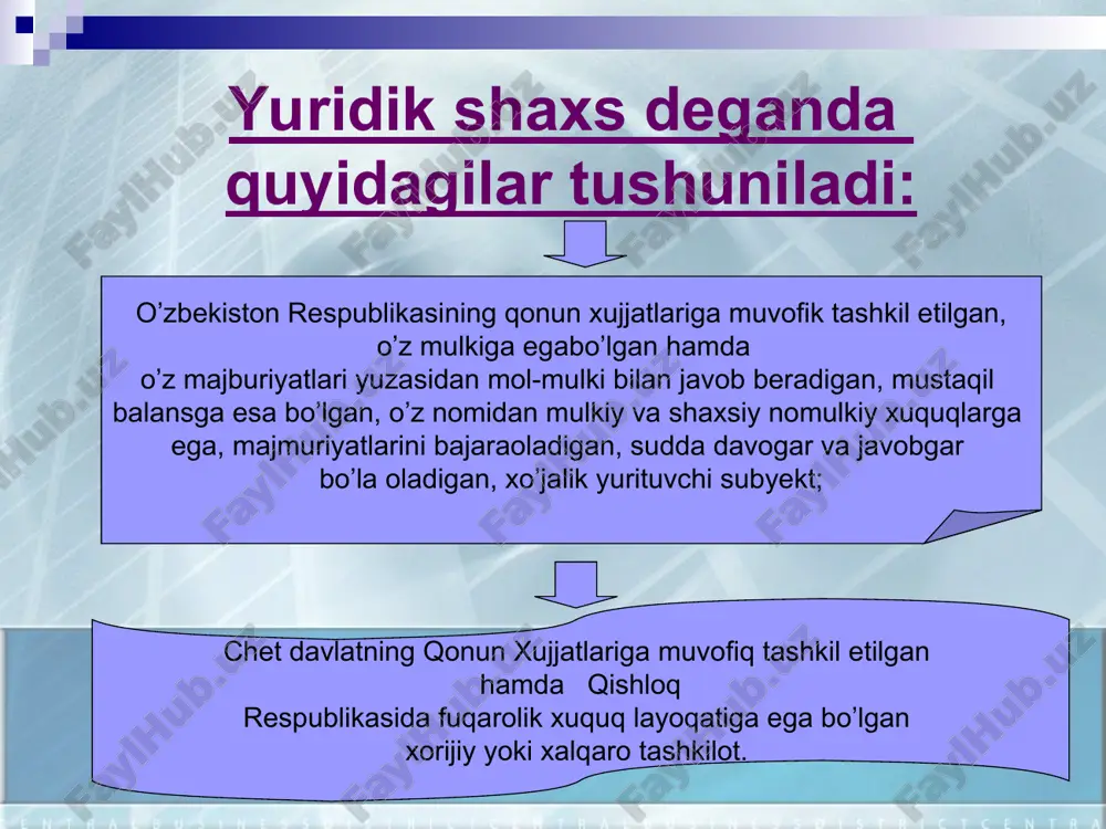 tini tag’dim etish tartibi; soliqni to’lash tartibi. soliqlar va boshqa majburiy to’lovlarning turlari va elementlari soliq stavkasi - soliq solinadigan bazaning o’lchov birligiga nisbatan hisoblanadigan foizlardagi yoki mutlaq so’mmadagi miqdorni ifodalaydi. soliqlar va boshqa majburiy to’lovlarning stavkalari o’zbekiston respublikasi prezidentining qarori bilan belgilanadi. soliq davri – u tugaganidan keyin soliq solinadigan baza aniqlanadigan hamda soliq yoki boshqa majburiy to’lov so’mmasi hisoblab chiqariladigan davrdir. soliq davri bir necha hisobot davriga bo’linishi mumkin bo’lib, ularning yakunlari bo’yicha hisob-kitoblarni taqdim etish hamda soliqlar va boshqa majburiy to’lovlarning to’lanishi lozim bo’lgan so’mmalarini to’lash majburiyati yuzaga keladi. joriy to’lovlarni to’lash bo’yicha majburiyat yuzaga kelgan davr hisobot davri bo’lmaydi. soliq to’lash tartibi – soliqlar va boshqa majburiy to’lovlarni to’lash milliy valyutada, qonun xujjatlarida nazarda tutilgan hollarda esa chet el valyutasida amalga oshiriladi. soliq va boshqa majburiy to’lovni hisoblab chiqarish tartibi – soliq davri uchun soliq solinadigan bazadan, stavkadan, shuningdek imtiyozlar mavjud bo’lsa, shu imtiyozlardan kelib chiqib …