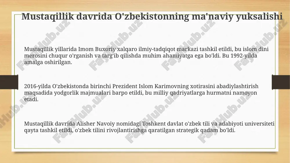 mustaqillik davrida o'zbekistonda ma'naviy vamadaniy rivojlanish - Page 3