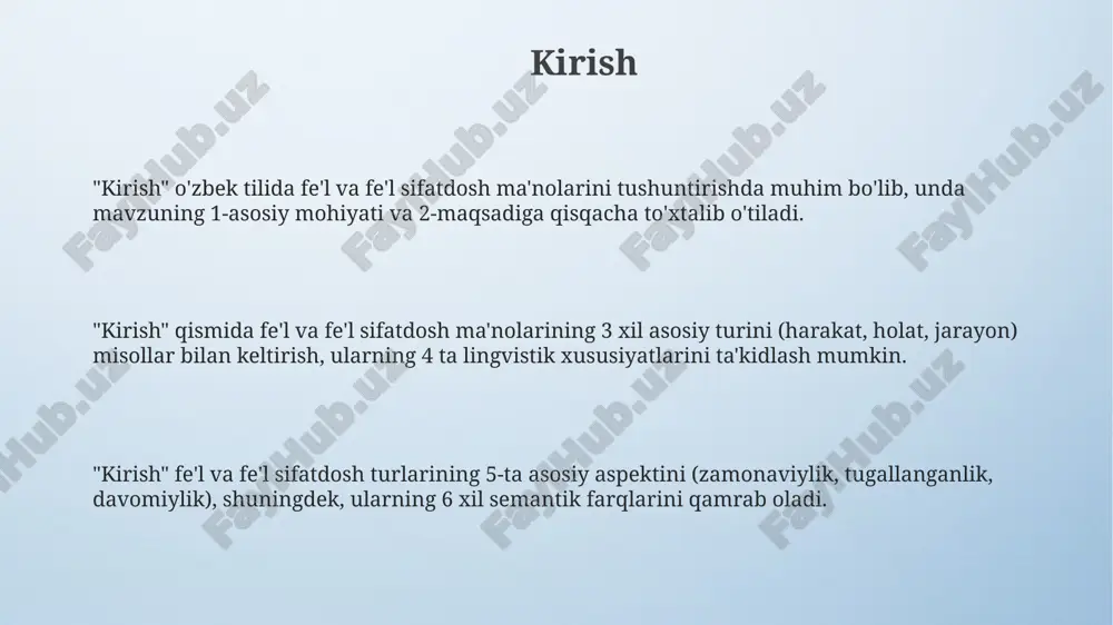 lar yordamida hosil qilingan birikmalar gapda aniqlovchi, hol va to‘ldiruvchi vazifalarini bajarishi mumkin, bu esa gapning sintaktik tuzilishini 3 xil usulda o‘zgartiradi. modal fe'llar ushbu fe’llar odatda to‘liq ma’noga ega emas va boshqa asosiy fe’l bilan birgalikda qo‘llaniladi, shu bilan birga ularning soni o’zbek tilida 15 tadan oshmaydi. modal fe’llar harakatning zaruriyati, imkoniyati yoki ehtimolini ifodalaydi, masalan, “kerak”, “mumkin” kabi so‘zlar, odatda 10 dan ortiq turli ma’nolarni anglatishi mumkin. modal fe’llar shaxs va sonda o‘zgarmaydi, lekin ular zamon ma’nosini ifodalash uchun yordamchi fe’llar bilan birga kelishi mumkin, bu holat 7 xil zamonda sodir bo’lishi mumkin. fe'l zamonlari: o'tgan, hozirgi, kelasi o'tgan zamon fe'llari harakatning bajarilganligini ifodalaydi, masalan, "yozdim" (men yozdim) kabi, 1-shaxs birlikda o'tgan zamon shaklini ko'rsatadi va harakat yakunlangan. hozirgi zamon fe'llari, masalan, "yozayapman" (men yozyapman), harakatning ayni paytda davom etayotganini yoki umumiy holatni ifodalaydi, bu esa 2 ta ma'noni anglatishi mumkin. kelasi zamon fe'llari, masalan, "yozaman" (men yozaman), …