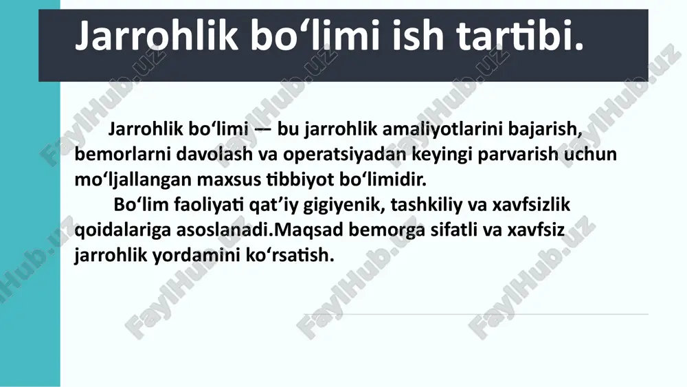 jarrohlik amaliyotining asosi — tashkiliy intizom va jamoaviy ish. e’tiboringiz uchun raxmat! image1.jpeg image2.jpeg image3.png image4.jpeg /docprops/thumbnail.jpeg