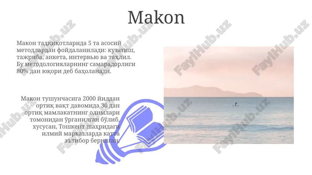 p, "men toshkentga borganimdan keyin do'stimni uchratdim" – murakkab gap. umumiy savollarning tahlili 2022-yilda buxoro viloyatida o'tkazilgan imtihonlarda, umumiy savollarning 20 foizi tarixiy voqealar va sanalarga oid bo'lib, davlat tarixini bilish zarurligini ta'kidlaydi. umumiy savollar tahlilida, 2023-yilgi o'zbekiston milliy testlarida 50 dan ortiq savol geografik joylashuvga oid bo'lib, samarali javob berish uchun xarita bilimlari muhim ahamiyat kasb etadi. so'z boyligi 01 02 "so'z boyligi" lug'atida 1500 ga yaqin fe'l, shu jumladan 300 dan ortiq o'tgan zamon fe'llari (past simple) mavjud bo'lib, ularning aksariyati samarqand viloyatining shevalaridan olingan. sales 1st qtr 2nd qtr 100 0 sales 1st qtr 2nd qtr 100 0 e'tiboringiz uchun rahmat @taqdimot_robot image4.jpg image5.jpg image6.jpg image7.jpg image8.jpg image9.jpg image10.jpg image11.jpg image12.jpg image13.jpg image14.jpg image15.jpg image1.jpeg image2.jpeg image3.jpeg