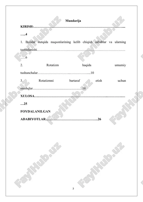 abgacha yoshidagi bolalarda uchraydigan rotatizmni bartaraf etishda o‘yinlardan foydalanish texnologiyalarda har tomonlama o‘rganilsa, maktabgacha yoshidagi bolalarda uchraydigan rotatizmni bartaraf etishda o‘yinlardan foydalanish texnologiyaning o‘ziga xos xususiyatlari xisobga olinsa, maktabgacha yoshidagi bolalarda uchraydigan rotatizmni bartaraf etishda o‘yinlardan foydalanish texnologiyalarning samarali yo‘llari, qulay shart-sharoitlari yaratilsa. 1. bolalar nutqida nuqsonlarining kelib chiqish sabablar va ularning tasnislanishi bolaning ilk rivojlanish davridan boshlab va xomiladorlik davridan onaga g‘amxo’rlik qilish keyinchalik bolalarda uchrab turadigan nutq kamchiliklarini oldini olishga imkon beradi. bola nutqidagi kamchiliklar o’zgalar nutqini tushinishdagi qiyinchilik ularni atrofdagilar bilan muloqatda bo’lishi o’z tengqurlariga qo’shilib ketishini qiyinlashtiradi. nutq tafakkur ko’ra olish bo’lganligi sababli bola ulg‘aygan sari atrof muxitdagi tasavvurlari shakillanadi va uni aks ettirish so’z lug‘ati orqali takomillashib boradi. nutqning rivojlanishda ta’lim-tarbiya ijtimoiy hamda biolagik omillarning ta’siri ham kattadir. nutq faqat inson uchun xos bo’lgan alohida va yuqori darajadagi aloqa shaklidir. nutqiy aloqa jarayonida kishilar fikr almashadilar va bir birlariga ta’sir etadilar. nutqiy aloqa til orqali …