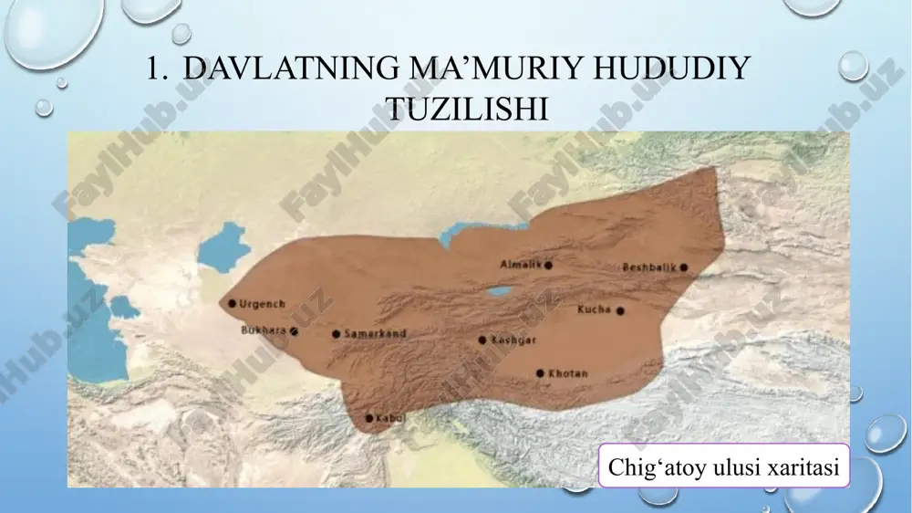 ri tabaqa orasidagi sud-huquq tizimi bilan bog‘liq ishlarni boshqargan ayg‘oq nozir yoki taftishchi mamlakat hududida maxsus nazorat yuritib, davlat amaldorlari faoliyati, shuningdek, davlat siyosatiga jamoatchilik munosabatidan hukumatga xabar bergan arzbegi aholi shikoyatlarini qabul qiluvchi va hukmdorga yetkazuvchi alam fiqh va shariat qonunlarini yaxshi biluchi, hozirgi advokat bakovulboshi saroy oshpazlari boshlig‘i daftardor moliya mahkamasi xizmatchisi, soliq daftarini yurituvchi jarchi davlat boshqaruvida amalga oshirilayotgan yangiliklar va bo‘layotgan muhim voqealarni xalqqa yetkazuvhi dorug‘a shahar hokimi zinbardor podsholar va shahzodalar otlariga egar uruvchi ribokor hukumdor otga minayotganda uzangini tutib turuvchi kutvol qa‘l’a boshlig‘i omil mahalliy hokim qissaxon turli doston va hikoyalarni ijro etish bilan shug‘illangan majlisnavis mamlakat ahamiyatiga molik ishlardan tortib to shaxsiy murojaatlargacha qayd etib boruvchi devon xizmatchisi miroxur podsho otxonasixizmatlarini nazorat qilgan mushrif davlat nazoratchisi muftiy musulmon qonunshunoslar boshlig‘i muhtasib aholi tomonidan shariatqonun-qoidalari qay darajada bajarilishi va bozorlardagi narx-navo va tosh-u tarozilarning to‘g‘riligini nazorat qilgan naqib qo‘shinga jang oldidan o‘rinlarini belgilab beruvchi …