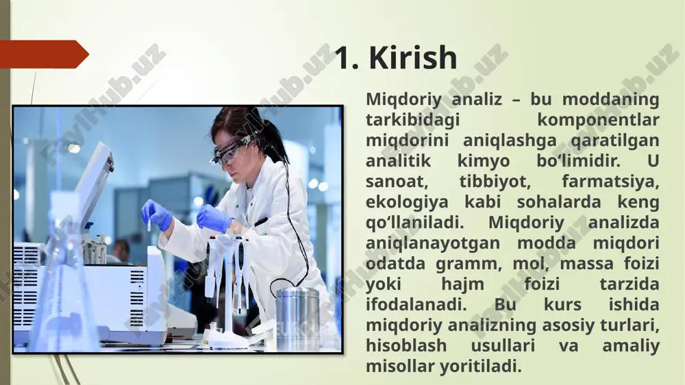 xatolar. bu xatolar qo'llanilayotgan analiz usuli xususiyatlariga bog'liq. masalan, miqdoriy jihatdan reaksiyaning to'la bormasligi, cho'kmaning qisman erishi, cho'kma bilan birga qo'shimcha begona ionlaming cho'kishi, cho'kmaning parchalanishi, moddaning gigroskopikligi va hokazo. ishlatilayotgan asbob va reaktivlarga bog‘liq bo'lgan xatolar. tarozi yelkalarining teng emasligi, hajmi aniq o ‘lchovli idishlaming tekshirilmaganligi, tekshirilayotgan eritmaga begona qo‘- shimchalarning tushib qolishi va boshqalar. individual xatolar. bu analitikaning xususiy xususiyatlariga bog‘liq bo'lgan xatolardir. masalan, eritma rangining o'zgarish paytini aniq seza bilmaslik, tarozi yoki buretka shkalasidan raqamni to'g'ri bilib olmaslik va hokazo. t a so d ifiy xa to la r. kelib chiqishi ma’lum bir qonuniyatga asoslanmay, kattaligi va ishorasi noma’lum bo'lgan xatolar tasodifiy xatolar deb aytiladi. tasodifiy xatolar analitikaning o'ziga bog'liq bo'lmagan tashqi omillar ta’sirida (haroratning o'zgarishi, havo namligini o'zgarishi, havoning iflosligi, xonaning yetarli darajada yoritilmaganligi, binoning tebranishi va hokazolar) sodir bo'ladi. sistematik xatolardan farqli ravishda tasodifiy xatolami biror tuzatma kiritish yo'li bilan yo'qotib bo'lmaydi. faqat parallel aniqlashlar …