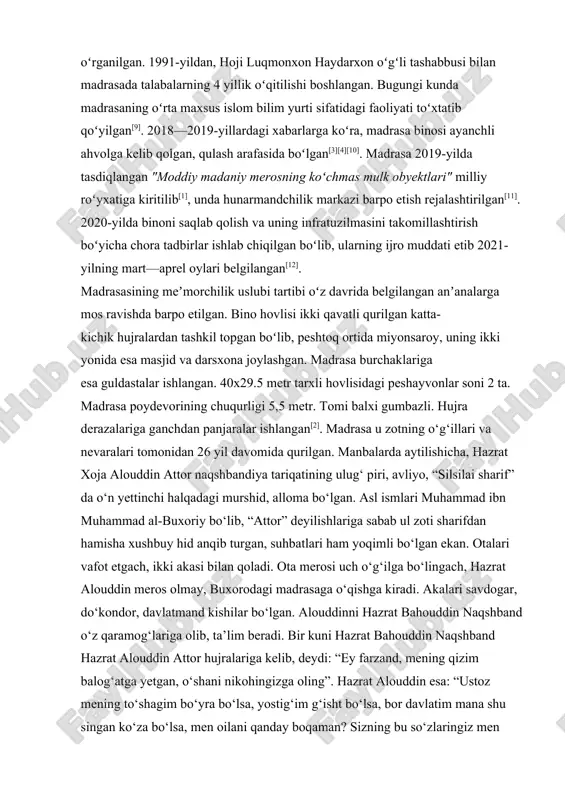 alouddin meros olmay, buxorodagi madrasaga o‘qishga kiradi. akalari savdogar, do‘kondor, davlatmand kishilar bo‘lgan. alouddinni hazrat bahouddin naqshband o‘z qaramog‘lariga olib, ta’lim beradi. bir kuni hazrat bahouddin naqshband hazrat alouddin attor hujralariga kelib, deydi: “ey farzand, mening qizim balog‘atga yetgan, o‘shani nikohingizga oling”. hazrat alouddin esa: “ustoz mening to‘shagim bo‘yra bo‘lsa, yostig‘im g‘isht bo‘lsa, bor davlatim mana shu singan ko‘za bo‘lsa, men oilani qanday boqaman? sizning bu so‘zlaringiz men uchun katta baxtdir, lekin ahvolim o‘zingizga ayon, pirim!” hazrat bahouddin: “rizqni berguvchi allohdir. sizga ham, qizimga ham alloh rizq berur. mening bu tarafdan tashvishim yo‘q”, deya javob beradi. shundan so‘ng alouddin attor ustozlarining qizini o‘z nikohiga oladi. hazrat bahouddin hazrat alouddinni suluk boshida doimo o‘zlariga yaqin joyda o‘tirishini buyurardi. muridlar buning sababini so‘raganlarida: “uni bo‘ri yeb qo‘ymasin deb, shunday qilaman. bo‘ri ya’ni, nafs doimo poylab turadi. shuning uchun ham undan xabar olib turaman, toki u bo‘riga yem bo‘lmasin”, deydi. –hazrat bahouddin vafot …