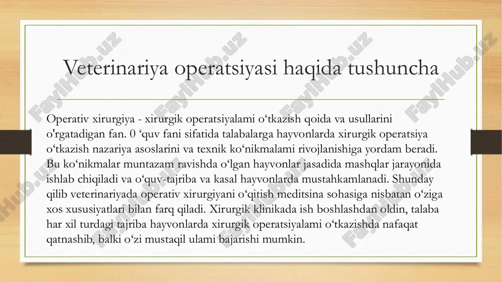 ‘zgarishlar og‘riqning mumkin bo‘lgan ko‘rsatkichlari sifatida ko‘rib chiqilishi kerak. 2.kaft xamma tarafdan qalin kam harakatchan teri bilan uralgan, uni tagida serak kletchatka va yaxshi rivojlanmagan yuza fassiyasi joylashadi. kaftning ichki yuzasida teri osti kletchatkasida pastdan yuqoriga yunalgan ichki kaft venasi joylashadi uni diametri 7-10 mm. chuqur fassiya kaftning orqa yuzasida yaxshi rivojlangan, u grifel suyaklami orqa qirrasiga yopishadi va shu yerda joylashgan barmoqlami bukuvchi muskullami paylari, suyaklararo o‘rta muskul va qon tomir nerv tutami uchun suyak - fassial bo‘shliq hosil qiladi. kaftning orqa tarafida chuqur fassiyani tagida barmoqlami bukuvchi yuza muskulning yassi payi, undan oldinroq bormoqlami bukuvchi chuqur muskulning yumoloq payi, shundan so‘ng to‘liqcha suyaklararo o‘rta muskul, yoki osilib turuvchi bog‘ich - m.interosseus medius s. lig. suspensorium, yuqoridan pastka qarab yunaluvchi 3 kaft suyagining orqa yuzasi bo‘ylab grifel suyaklar oralig‘idagi ariqchada joylashadi. bu paylami barchasini teri orqali kaftni pastki tomonida, tashqi va ichki tarafdan paypaslab topish mumkin. xulosa. operatsiyani muvaffaqiyatli …