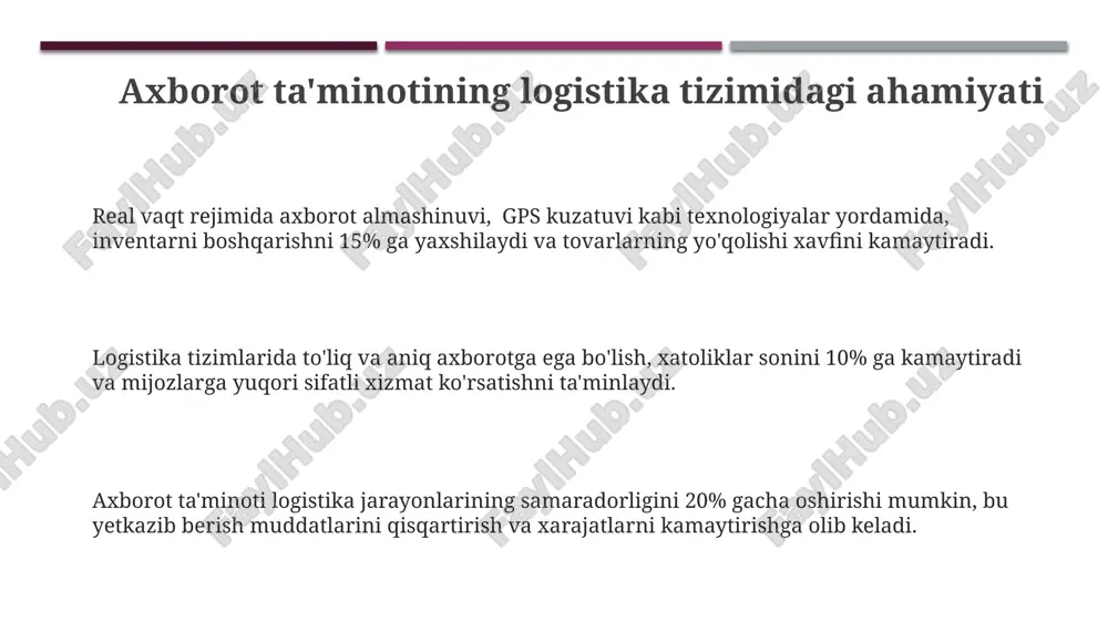 axborot ta'minotining logistika tizimlaridagi o'rni - Page 3