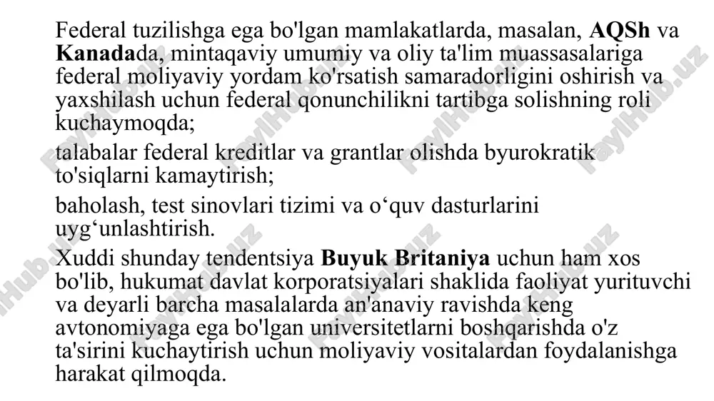 dashuvni ta’minlashga qaratilgan, bunda 1 kredit o‘quv yilida o‘rganilgan ish hajmiga tenglashtiriladi. diplomatik va akademik tan olish (lisbon convention). lisbon konvensiyasi (1997) — boloniya jarayoni doirasida akademik diplomlarning va oliy ta’lim darajalarining yevropa davlatlari o‘rtasida tan olinishi uchun huquqiy asoslarni yaratadi. konvensiya, shuningdek, diplomlar va ilmiy darajalar o‘rtasidagi taqqoslashni osonlashtirishni, mehnat bozori va ta’lim muassasalarida o‘qish yoki ishlashni erkinlashtirishni maqsad qilgan. sifatni ta’minlash tizimi. boloniya jarayoni, shuningdek, oliy ta’limda sifatni ta’minlashni ta’minlashga katta e’tibor qaratadi. buning uchun sifatni ta’minlash agentliklari (masalan, enqa — yevropa oliy ta’limda sifatni ta’minlash agentligi) tashkil etilgan bo‘lib, ular oliy ta’lim muassasalarining sifatini monitoring qilish va baholashga mas'uldir. bularning barchasi davlatlar o‘rtasida ta’lim tizimining yagona, sifatli va o‘zaro tan olingan bo‘lishini ta’minlashga xizmat qiladi. yevropa oliy ta’lim hududi. boloniya jarayoni orqali yevropa mamlakatlari o‘rtasida yagona oliy ta’lim hududi (european higher education area, ehea) tashkil etildi. bu hududda o‘quvchilarga, o‘qituvchilarga va ilmiy xodimlarga mobilizatsiya qilish imkoniyatlari yaratilgan …