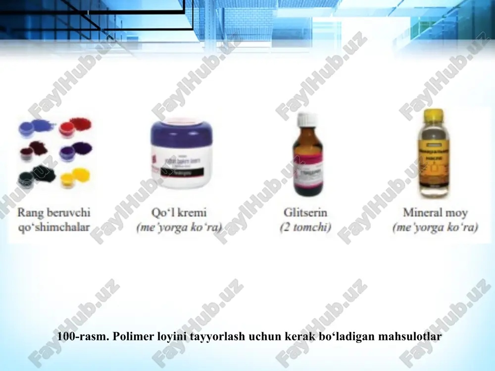 ib tekislanadi. ustiga oddiy osh tuzi sepib, bosib chiqiladi metall chizg‘ich pichoq - 12 muqova ustiga yurakcha super yelimi yoki yelimli pistolet yordamida yopishtiriladi - - yelimli pistolet 13 oq rangli polimer loyidan to‘rtburchak shaklda kesib olinib, diagonal holatda ikki qismga bo‘linadi. barmoqlar yordamida barg shakliga keltirilib, muqova ustiga yelimlanadi. barg chetlariga bezak uchun yog‘och cho‘p yordamida nuqtalar qo‘yib chiqiladi metall chizg‘ich pichoq yelimli pistolet, yog‘och cho‘p 14 tayyor bo‘lgan kitobcha imkoniyatga qarab 100 daraja haroratda 10 daqiqa pechda qizdiriladi - - pech image2.jpeg image3.png image4.png image5.png image6.png image7.png image8.png image9.png image10.png image11.png image12.png image13.png image14.png image15.png image16.png image17.png image18.png image19.png image20.png image21.png image22.png image23.png image24.png image25.png image26.png image27.png image28.png image29.png image30.png image31.png image32.png image33.png image34.png image35.png image36.png image37.png image38.png image39.png image1.jpeg /docprops/thumbnail.jpeg